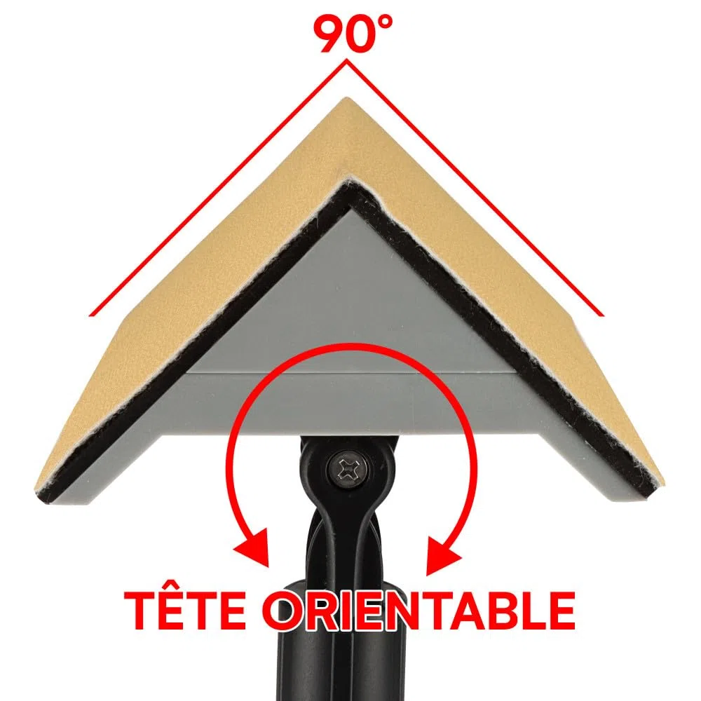 Kit ponçage plaquiste avec perche télescopique 1,2m - Ponceuse angle - circulaire - rectangulaire - détail - Feuilles abrasives
