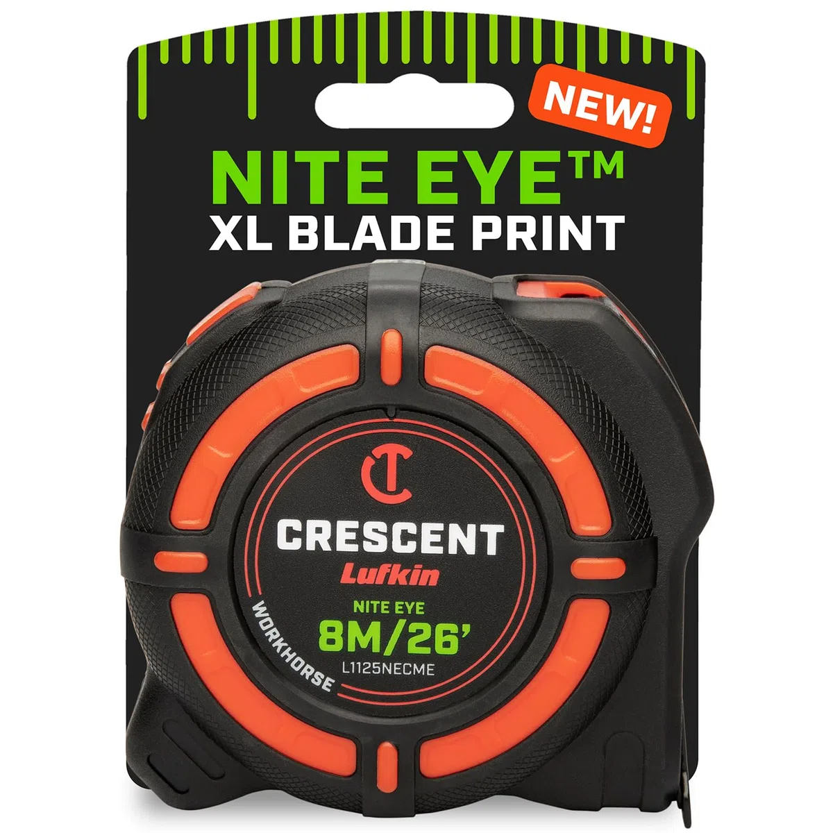 Crescent Lufkin L1125NECME Mètre ruban à mesurer Workhorse NITE Eye 8 m