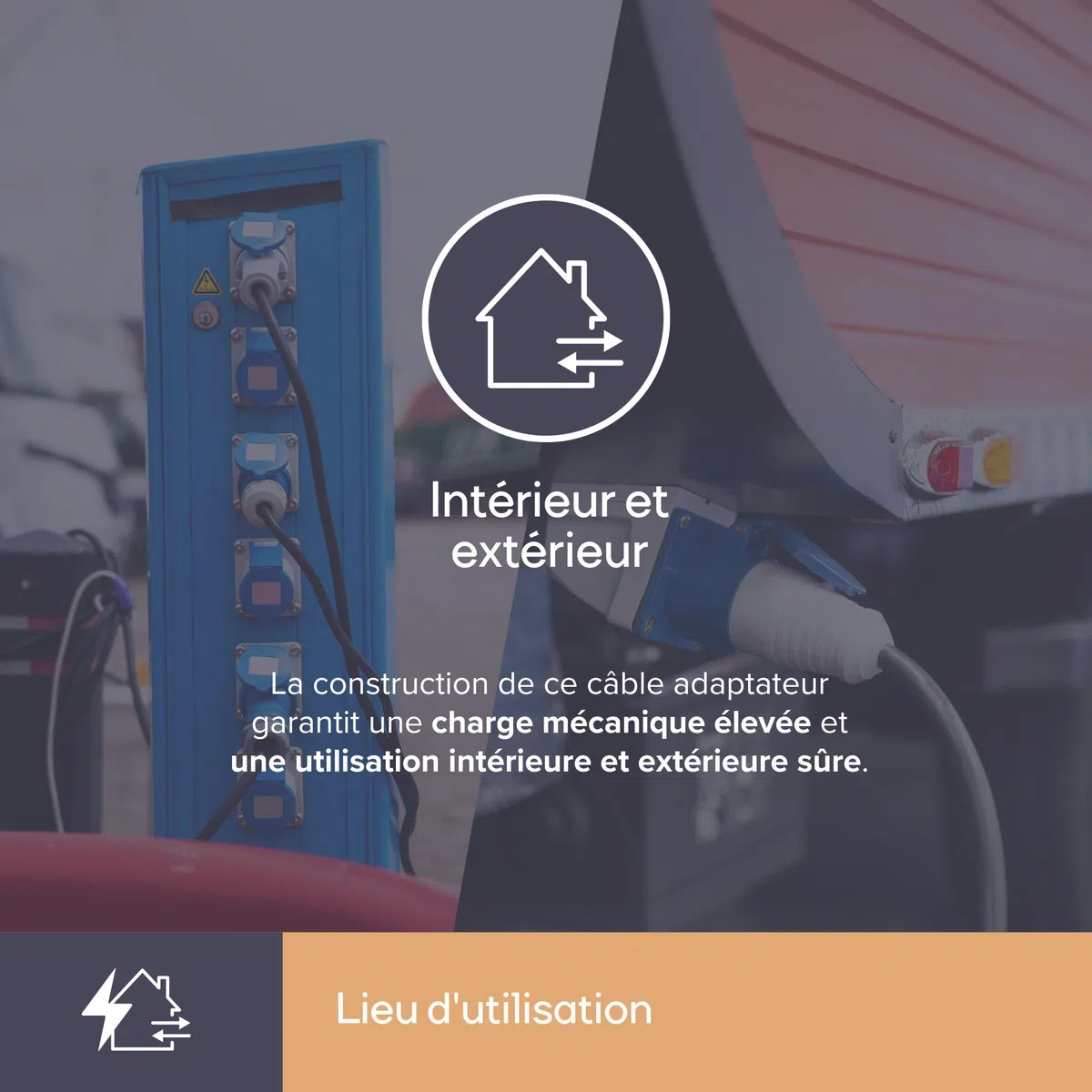 Perel CÂBLE ADAPTATEUR AVEC FICHE SCHUKO VERS PRISE CEE - 3 m