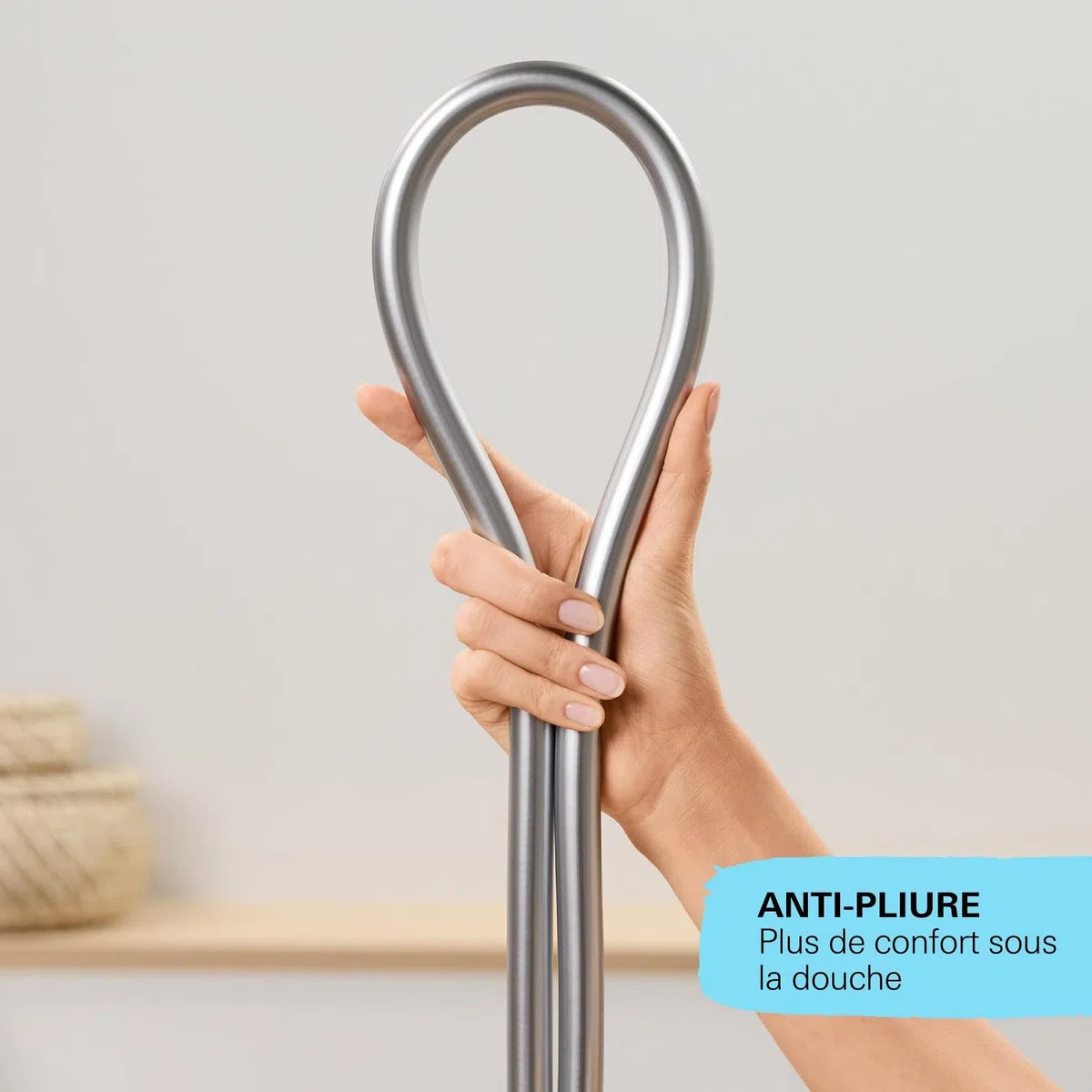 GROHE VitalioFlex Silver Long-Life TwistStop Flexible de douche 1000mm, anti-pliures, finition brillante, raccord fileté universel 1/2", chromé 22111000 (Import Allemagne)