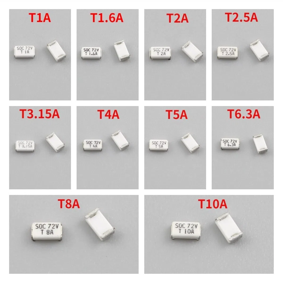 fusibles 5 pièces Micro SMD SMT 1206 Fusible 11CT T 1A 1.6A 2A 2.5A 3.15A 4A 5A 6.3A 8A 10A 72V DC Coup lent 3216 Fusibles à montage en surface (Size : 10)