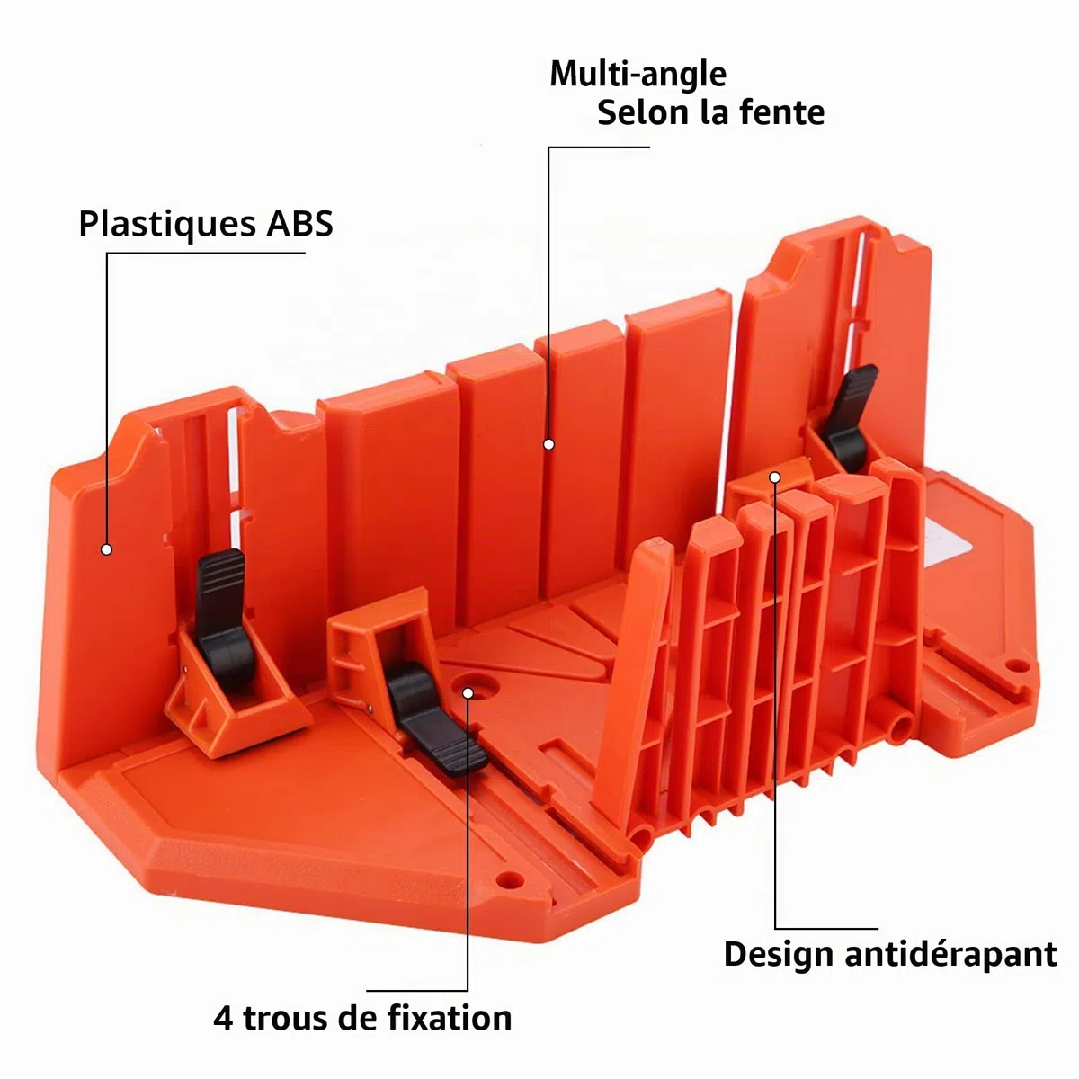 GAESHOW Boîte à onglets en plastique, outil de coupe, 35,5 cm, avec pince, outil de matériel, scie à main pour travaux architecturaux, coupe du bois et artisans
