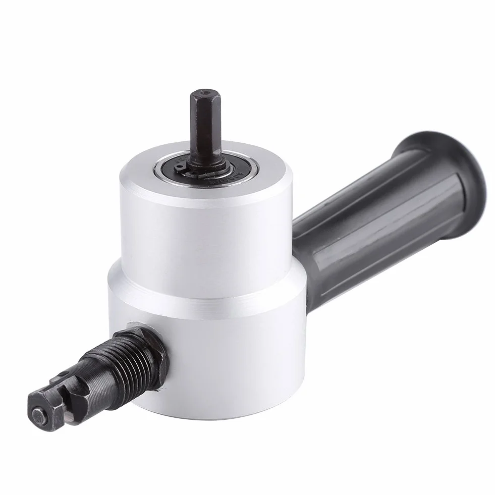 Coupeur de Tôle à Double Tête, Outil de Grignoteuse en Métal Blechknabber Accessoire de Perceuse électrique Kit D'outils de Coupe de Grignoteuse