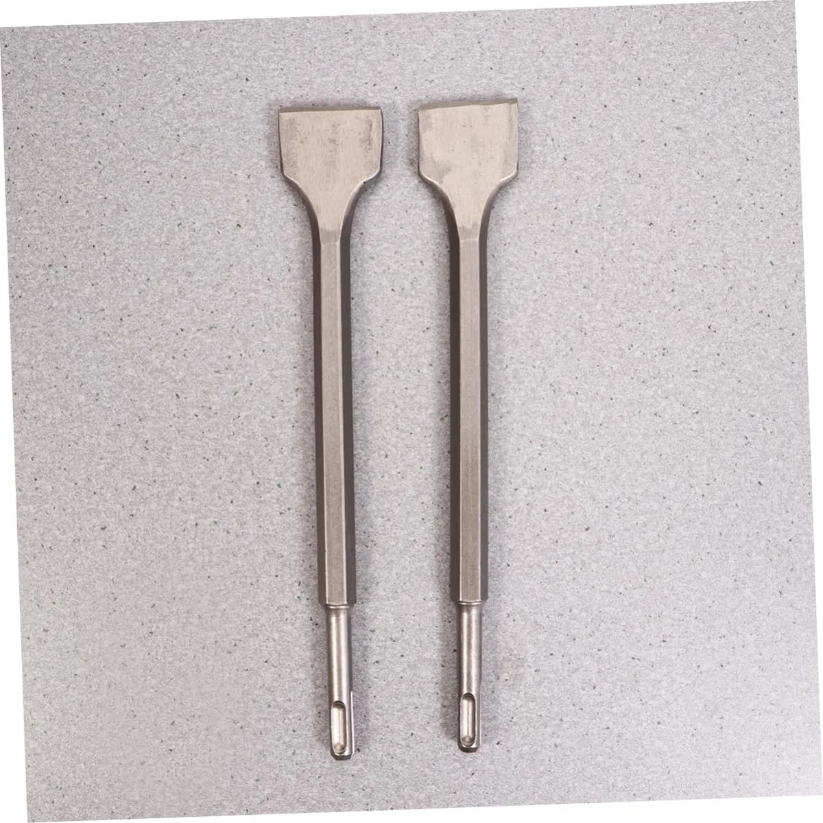 Lot De 2 Burins Plats Élargis Hexagonaux Pour Marteau-perforateur Électrique, Ciseau Plat 14 x 250 x 40 Mm, Acier Traité Peinture, Usage Murs Ciment Brique Pierre