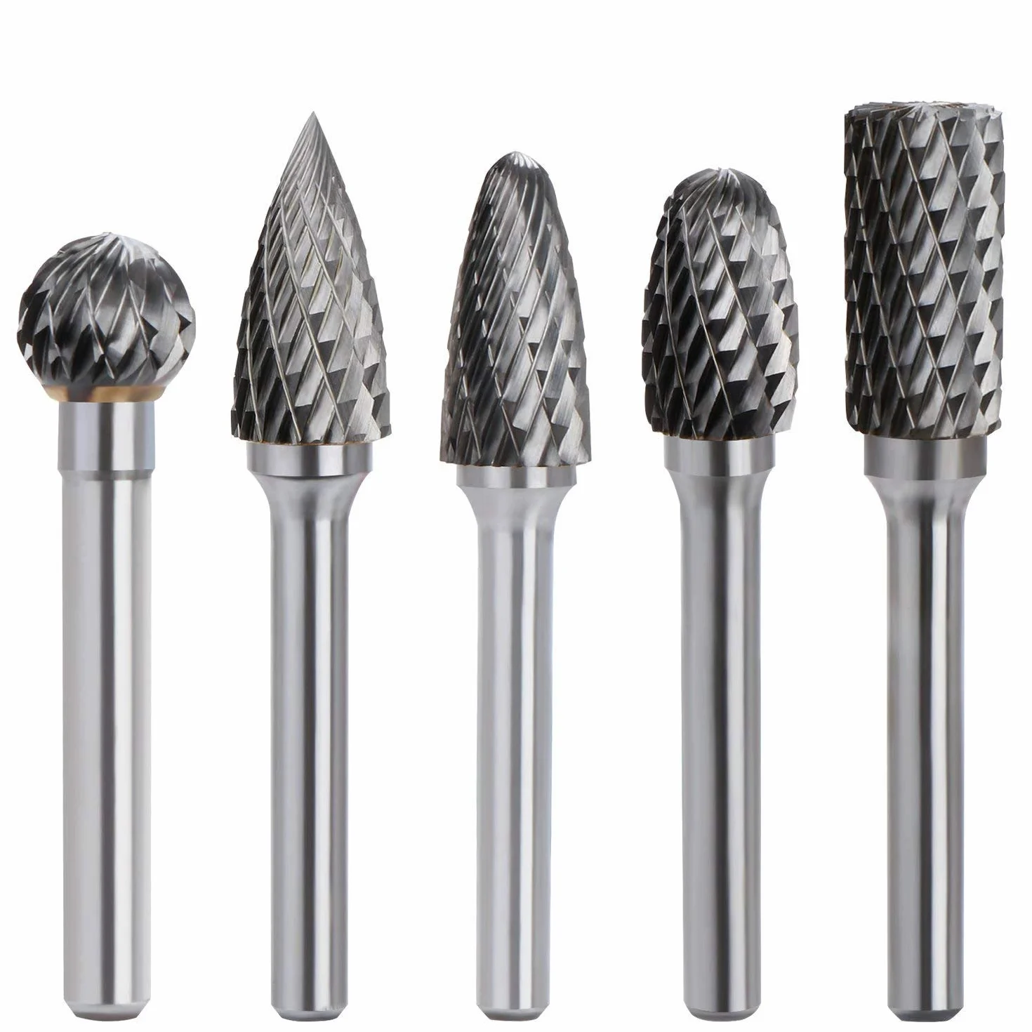 ASNOMY Kit de 5pcs Fraises Rotatives en Carbure de Tungstène Double Coupe Tige 6mm Tête 10mm Outil Perceuse Ponceuse Electrique Pour la sculpture sur métal, le polissage, la gravure