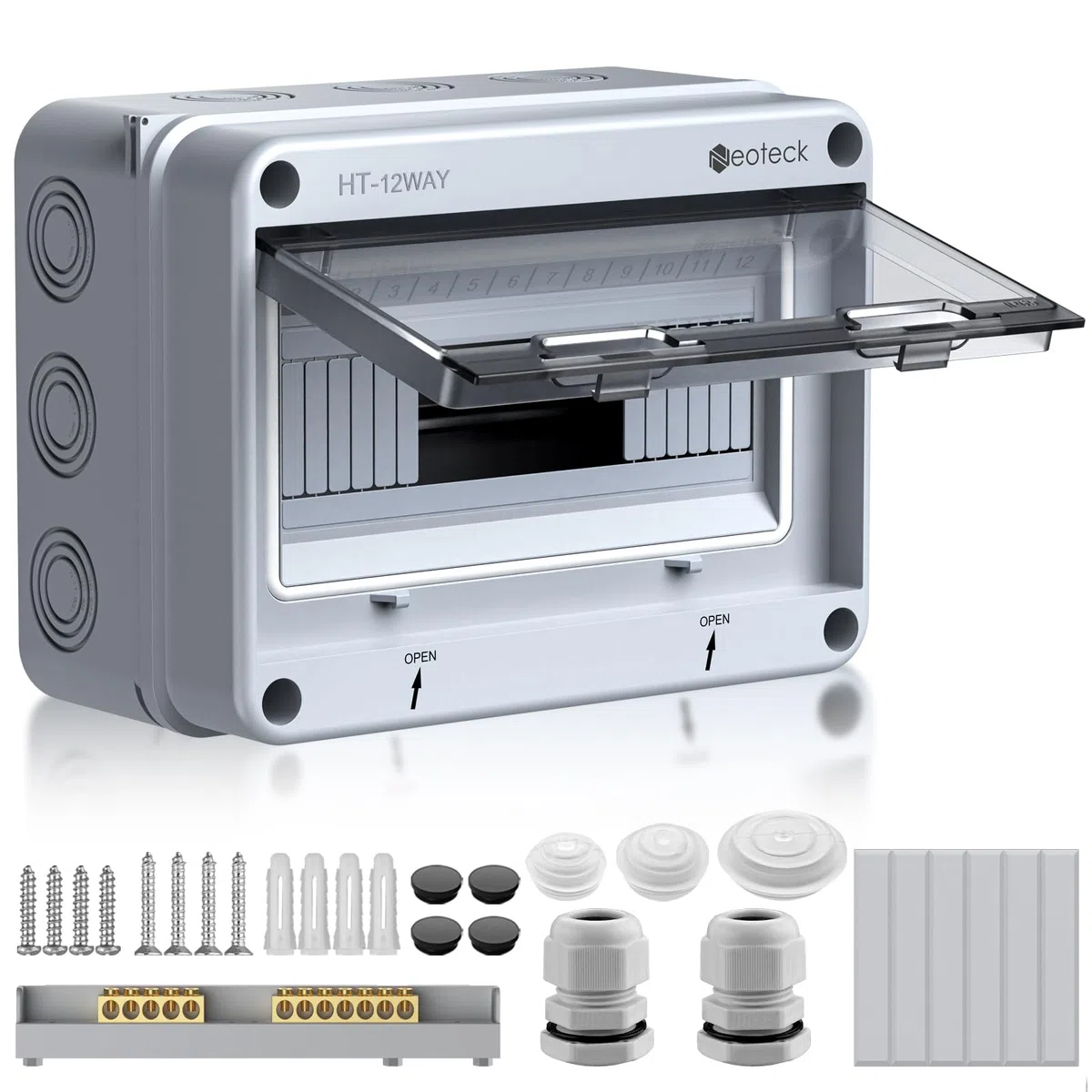 Neoteck Coffret de Distribution 12 Modules Étanche IP65 - Coffret Électrique Modulaire Transparent ABS - Tableau Mural Extérieur pour Maison Garage Jardin Bricolage