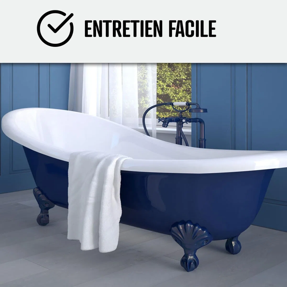 ARCANE INDUSTRIES Peinture Baignoire Lavabo Bac à douche : Résine Salle de Bain pour Baignoire émail, acrylique et fonte - 1 kg (jusqu'à 3 m² en 2 couches) Gris Argent - RAL 7001