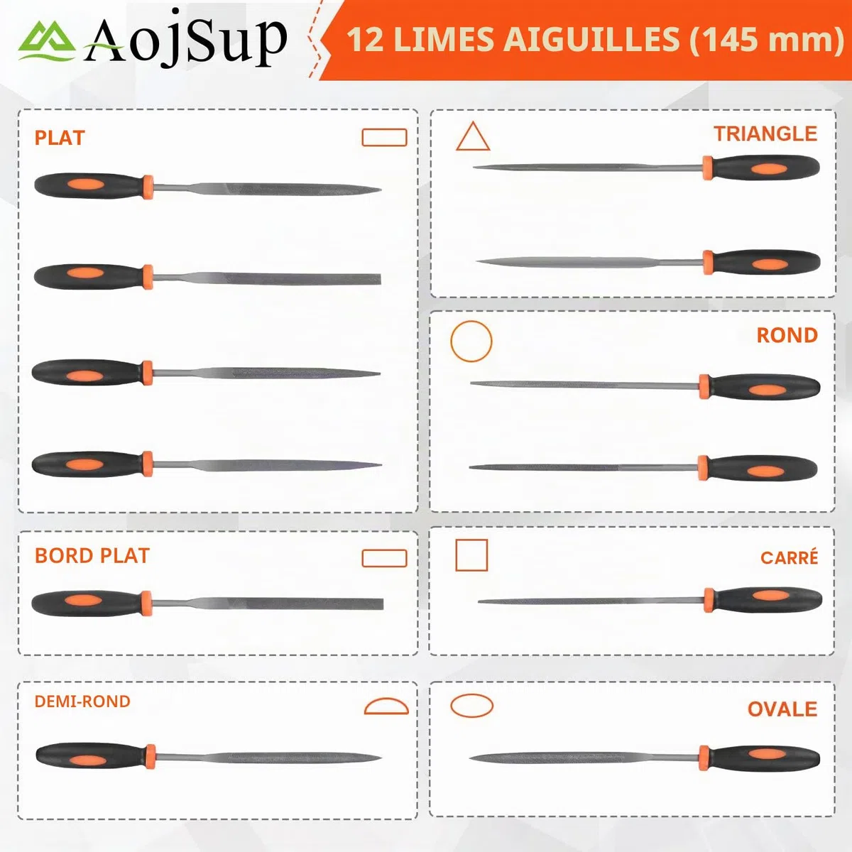 17Pcs Limes et Râpes, AojSup Lime Metal en Acier Forgé T12, 4x Grand Limes Metal, 12x Lime Aiguille Metal et 1x Brosse de Nettoyage, Lime à Metaux pour Menuiserie/Sculpture/Travaux Manuels/Atelier
