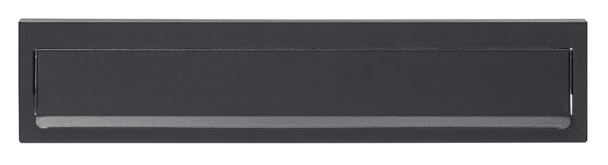 ARREGUI C614 Entrée de boîte aux lettres en acier pour porte, mur et portail, Bouche d'entrée de boite aux lettres extérieure de 33,5 x 3 cm, Résistant, Installation facile, 34,6 x 7,5 cm, Noir