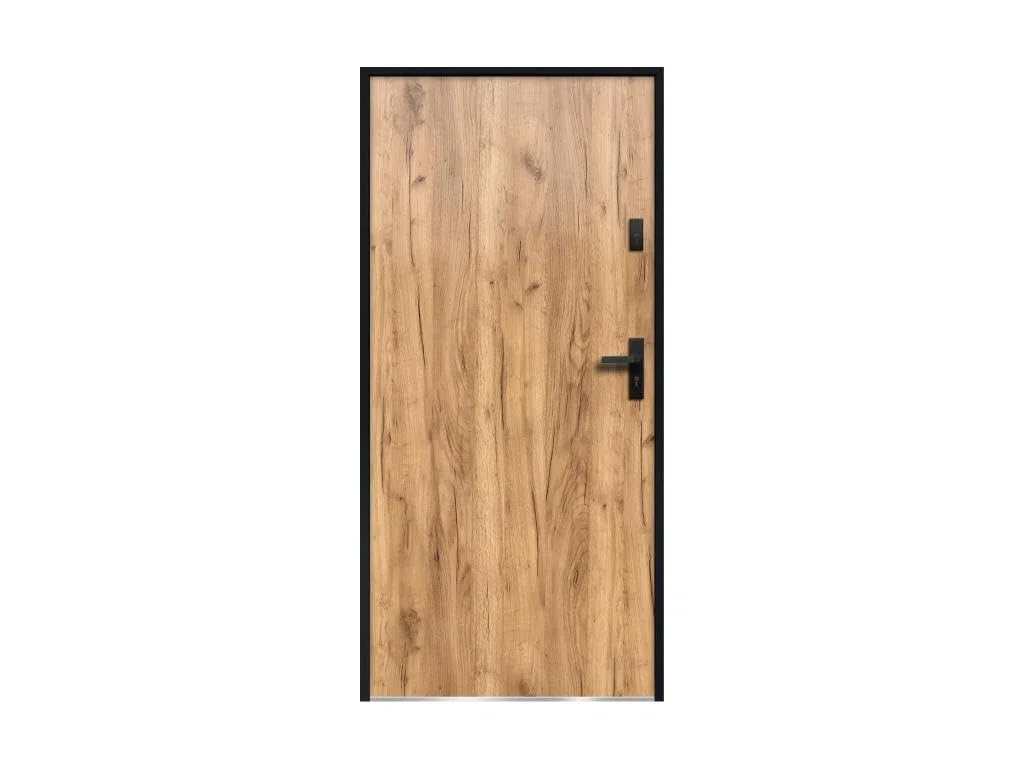 Vente-unique - Porte d'entrée en acier pleine H207 x L100 cm effet chêne - épaisseur 55 mm - poussant gauche - AGUEDA