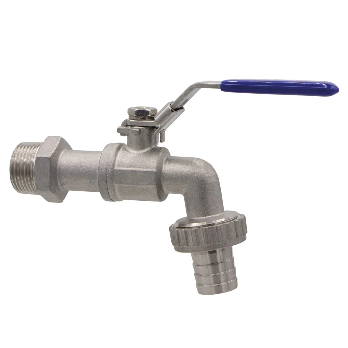 VARIOSAN 11343 Robinet à tournant sphérique, 3/4", en acier inoxydable, verrouillable, avec raccord pour tuyau