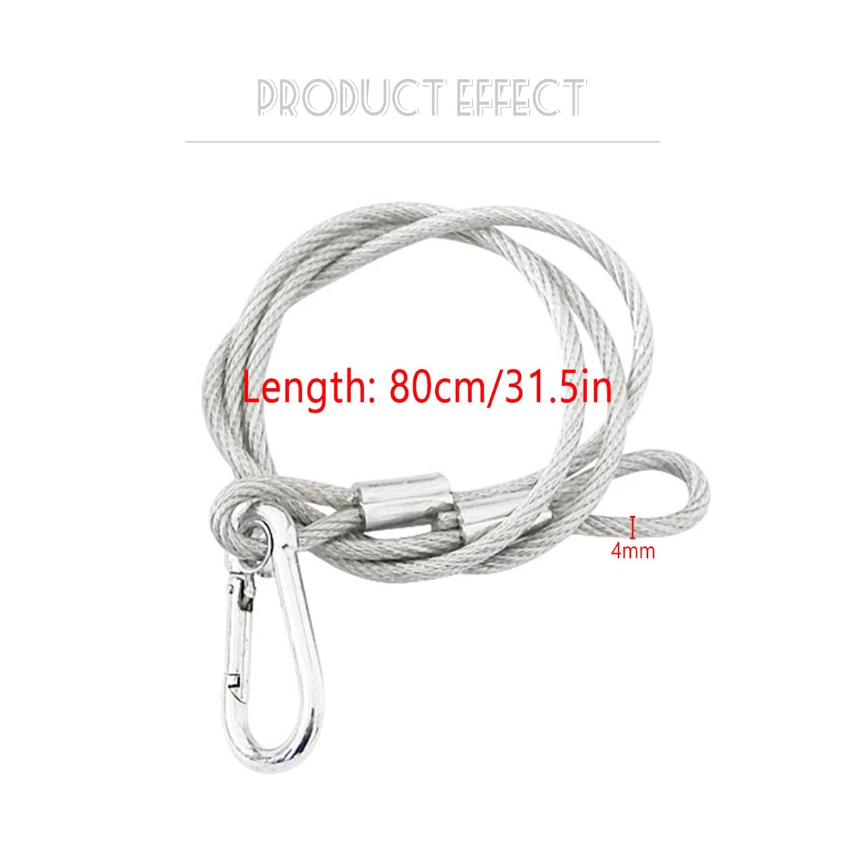 Câble de Sécurité en Acier,Forreen 8 Pièces 4mm*80cm Elingue Securite Acier Eclairage de Scene Anti-Chute Fil Corde de Sécurité avec Boucle pour Suspendus DJ Éclairage de Scène Lumière de Fête Lumière