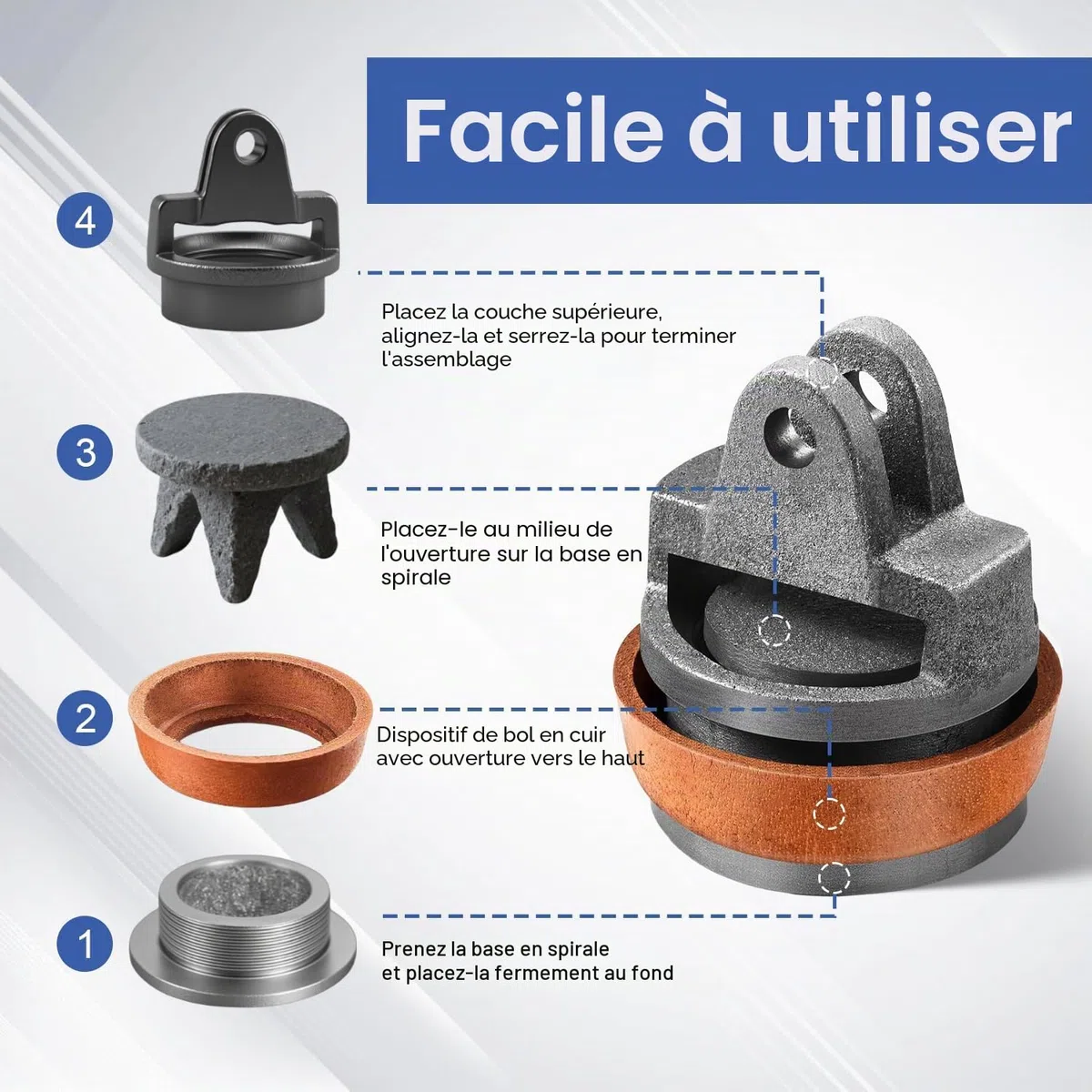 Piston pour Pompe à Bra de Type 75 Joint Perfectdraft Valve Perforée au Nez，Kit Joint Torique Pièces de Rechange pour Pompe a Eau Manuelle Convient pour les Jardins, les Puits et les Fontaines