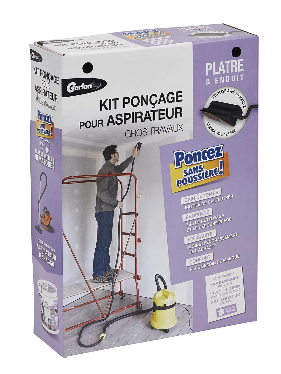 Gerlon Kit Complet de ponçage sans Poussière
