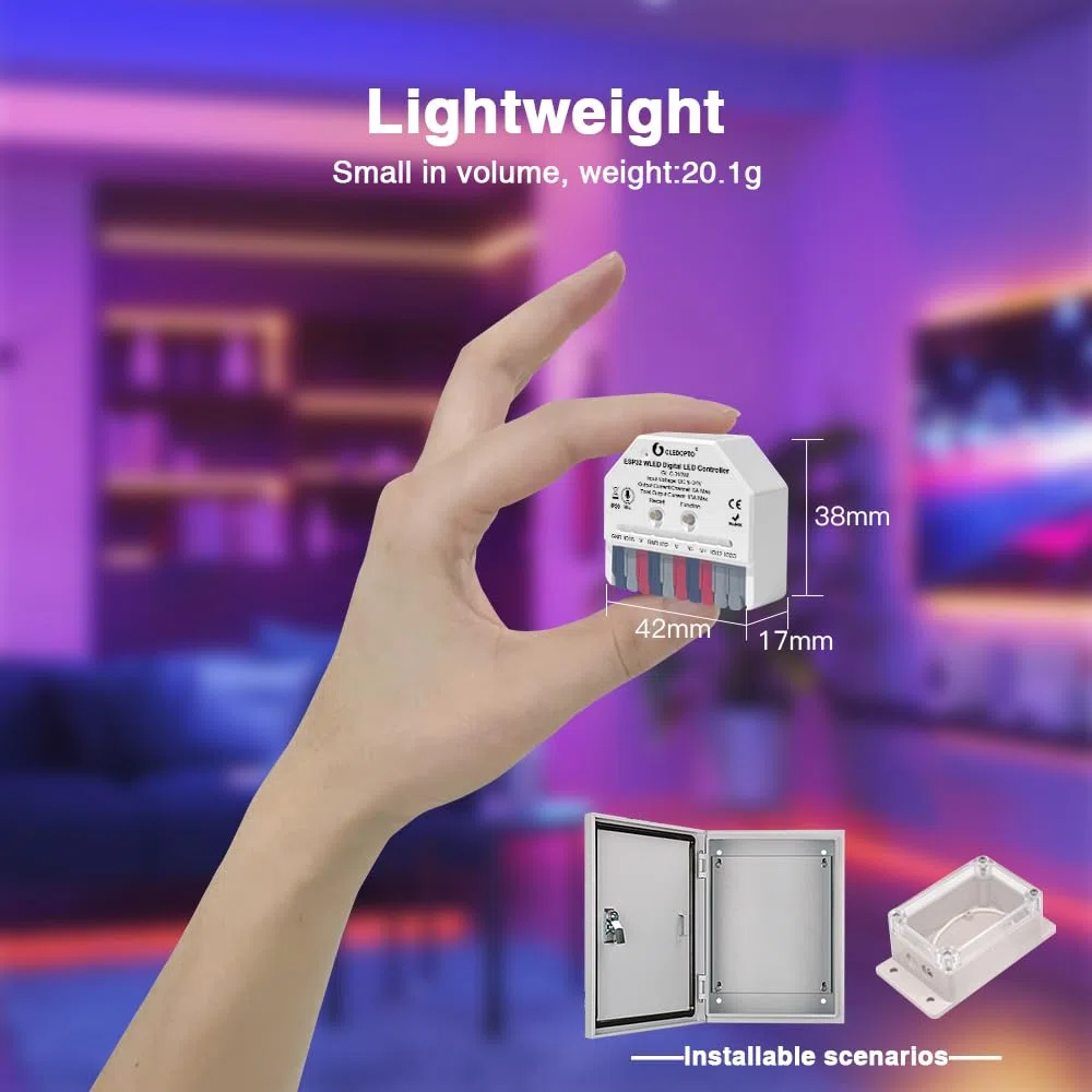 GLEDOPTO ESP32 Mini WLED LED Contrôleur With Mic DIY Music Dynamic Modes Digital WS2811 WS2812 SK6812 TM1814 WS2813 WS2815 Strip