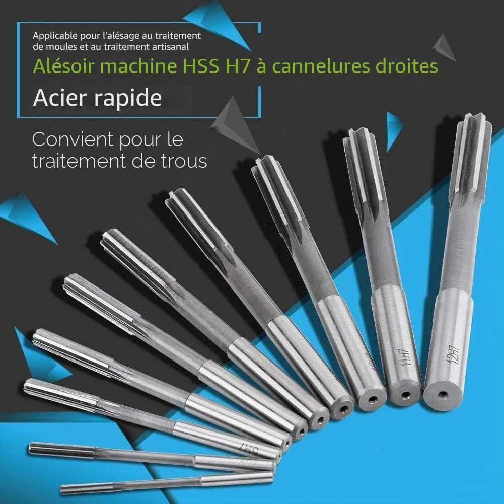 Alésoir de fraisage Alésoir de fraisage inclus 10pcs HSS H7 Alésoir à cannelures droites Coupeur de machine 3/4/5/6/7/8/9/10/11 / 12mm