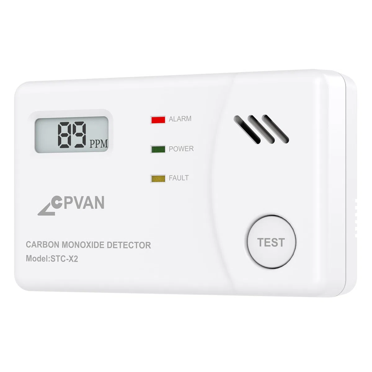 CPVAN Détecteur de Monoxyde de Carbone avec Capteur de 10 Ans, Détecteur de CO à Piles Remplaçables et Affichage Numérique avec Bouton de Test, Conforme à la Norme Européenne EN50291, 1 Pièce