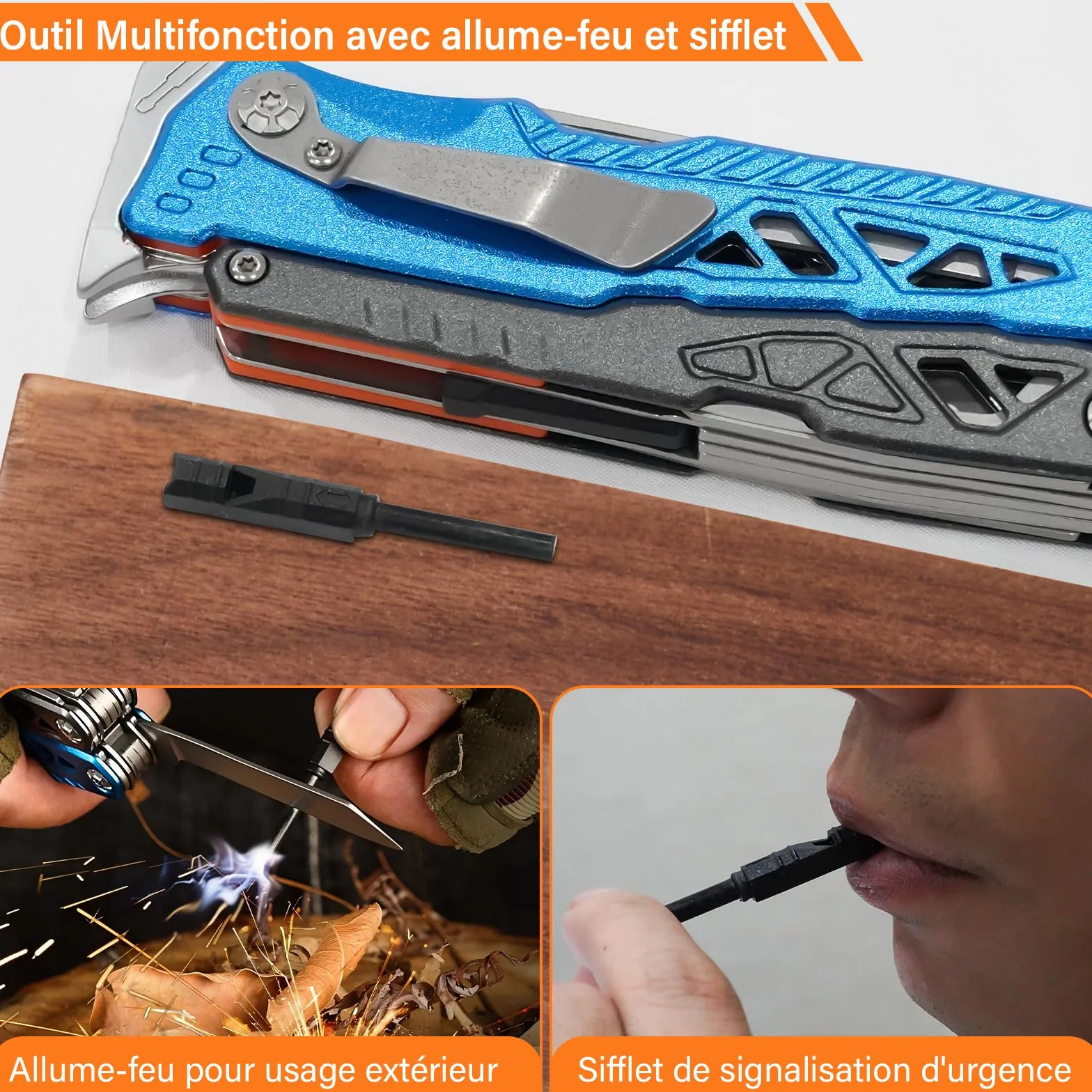 Pince Multifonction en Acier Inoxydable 17 en 1, Couteau Multifonction avec Sac, Outil Multitool Scie Embouts Tournevis Ouvre-Bouteille pour Camping, Extérieur, Randonnée, Survie, Réparation