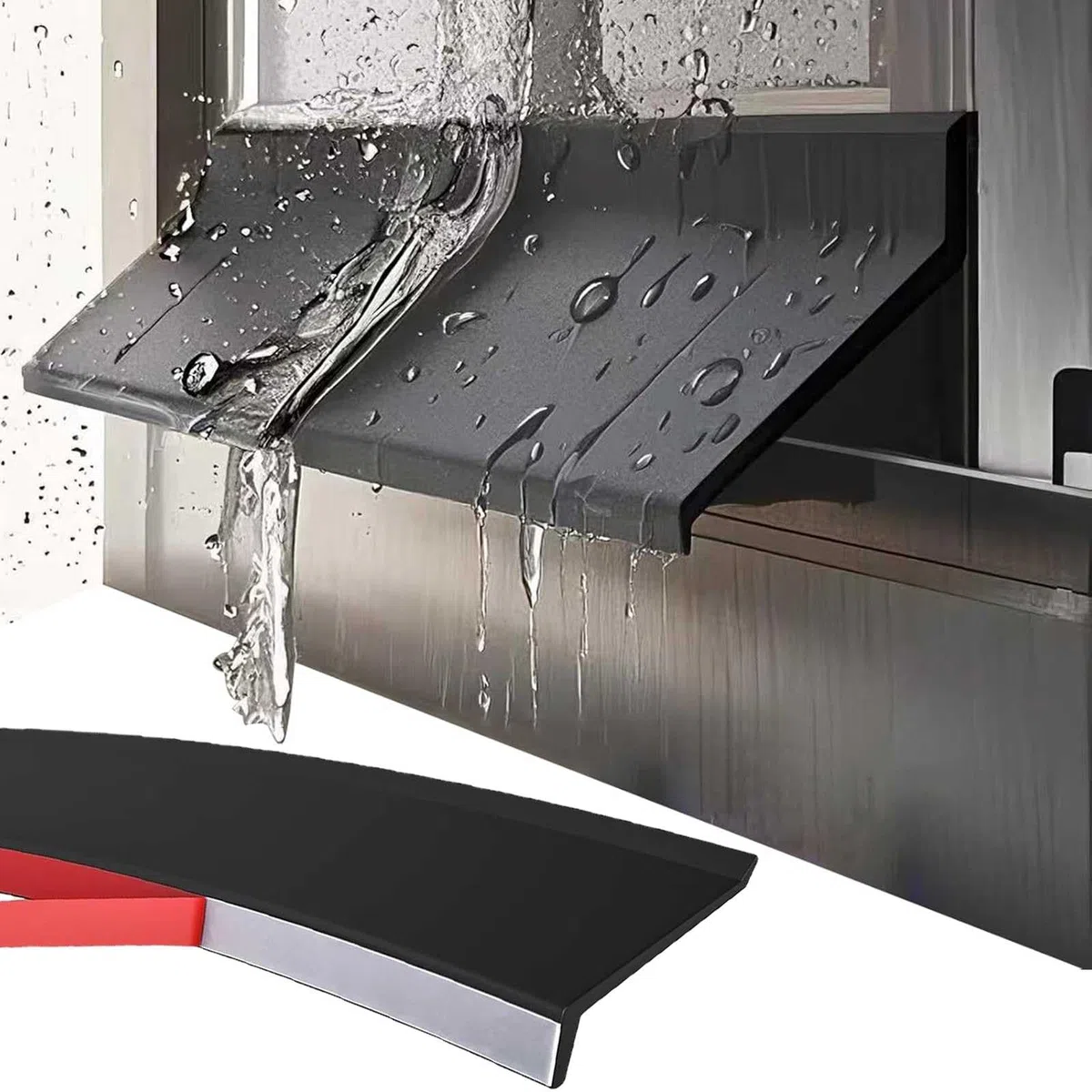 Bande de joint météo en caoutchouc pour gouttière de porte, déflecteur de pluie autocollant extérieur pour fenêtre, bande de protection contre l'eau résistante aux intempéries pour rebord de fenêtre