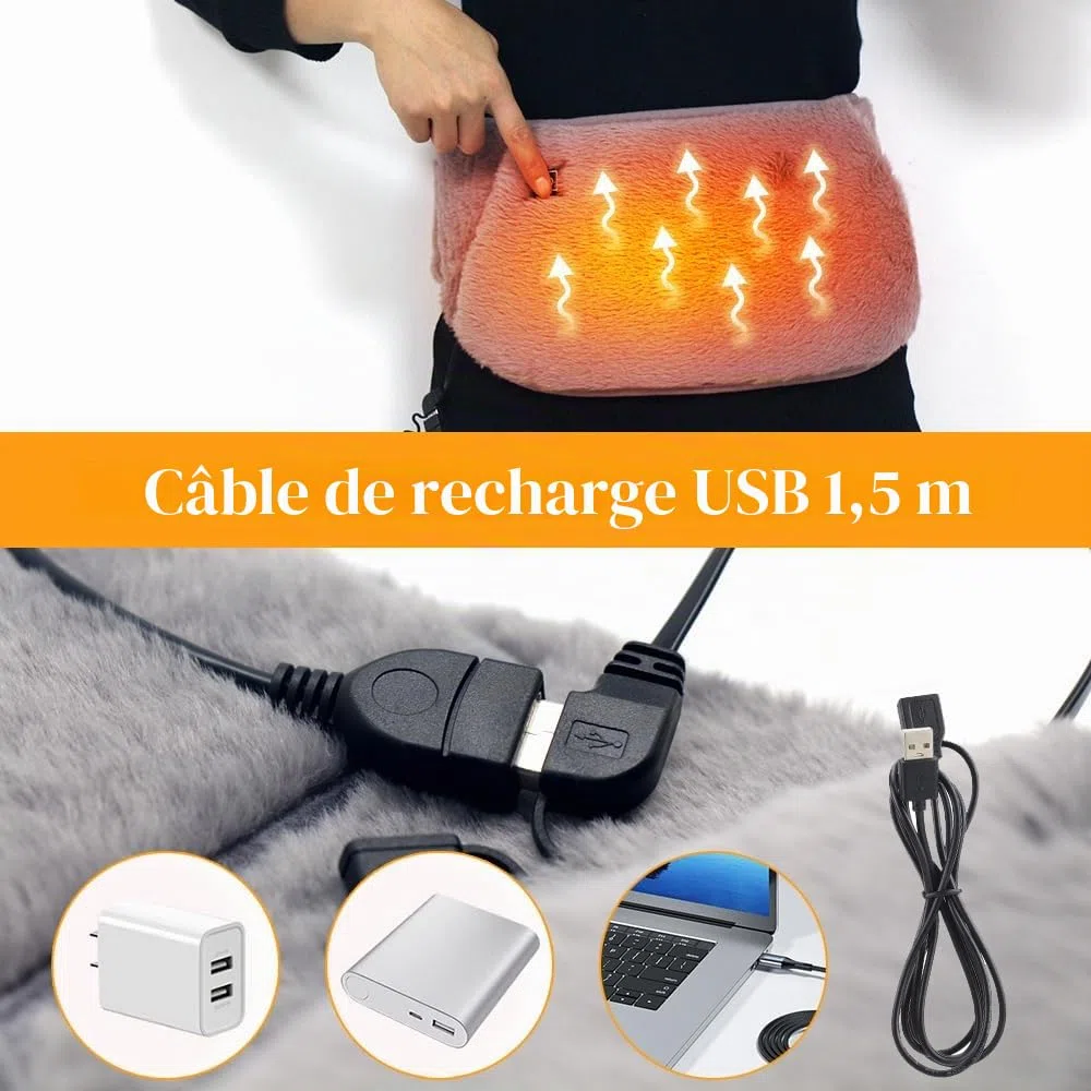 Ceinture Chauffante Electrique, Ceinture Chauffante Lombaire avec poches pour les mains, contrôle de la température à trois niveaux pour les douleurs au dos, à l'abdomen et à la taille