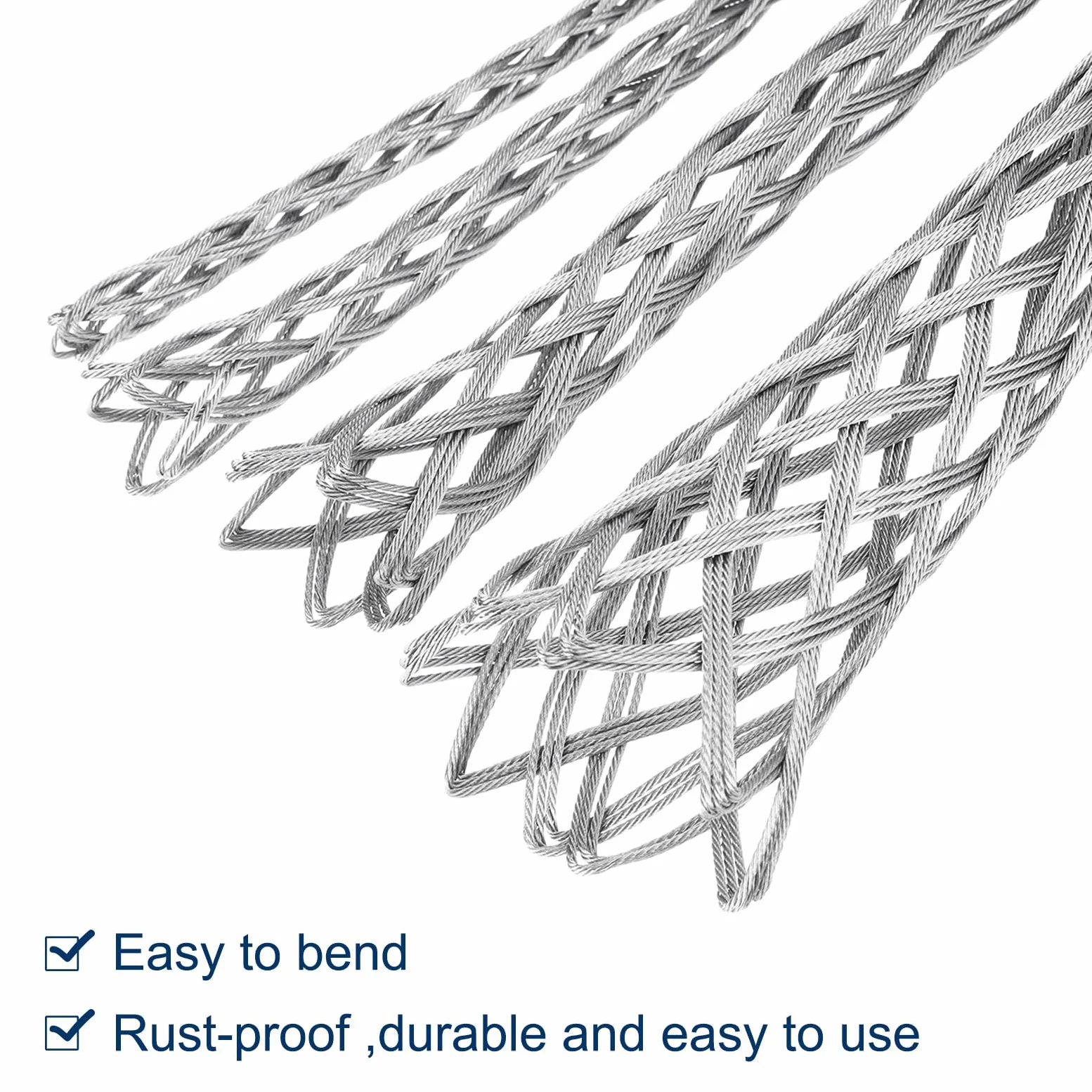 QUARKZMAN 20-30mm OD Câble Chaussettes de Tirage Grip 0.9M Tirage à La Main Avant Maille de Tirage de Fil Chaussettes Grip Outils de Tirage de Fil en Acier Galvanisé