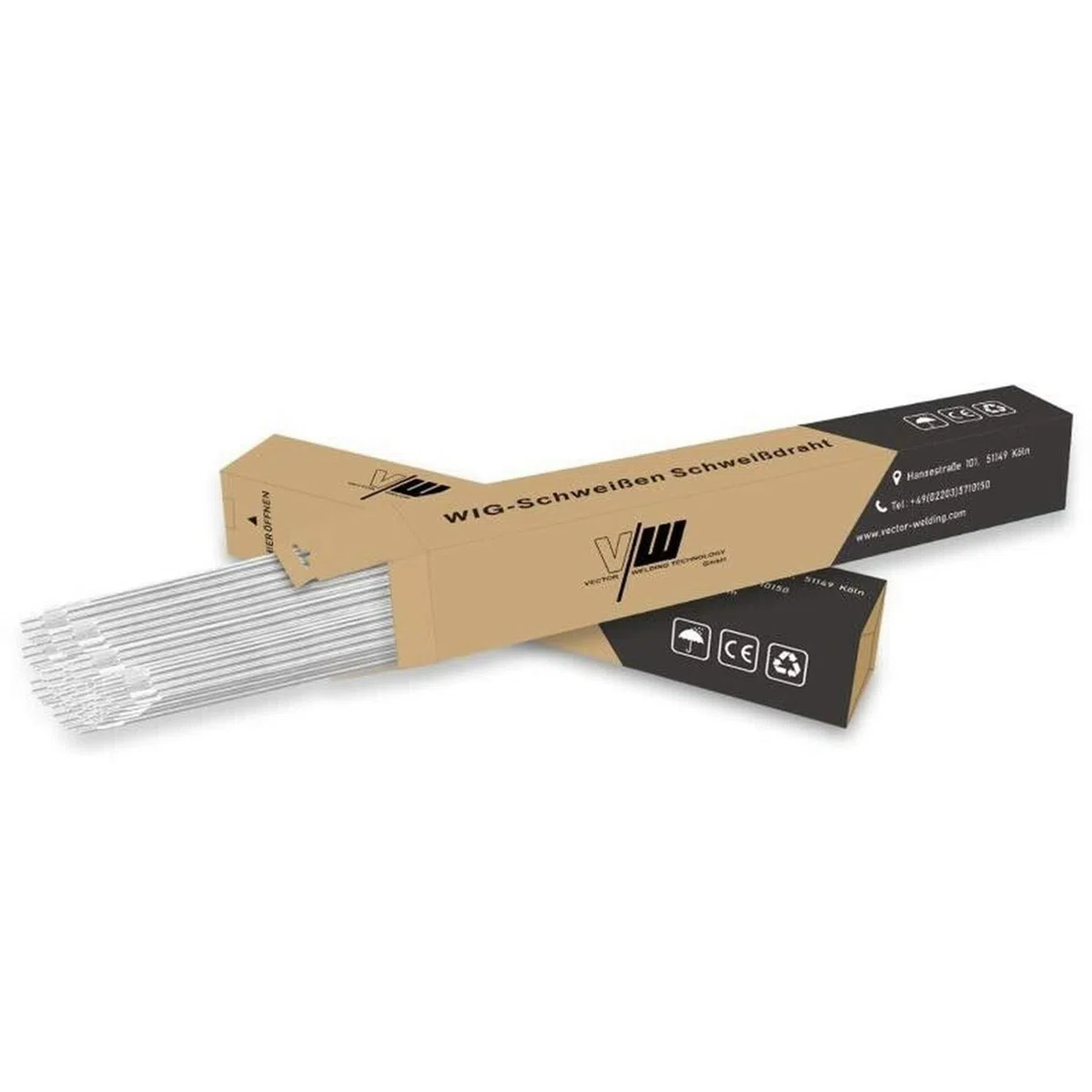 VECTOR WELDING Barres de Soudage TIG - Fil de Soudage - Additif de Soudure - Aluminium Hautement Allié - ER 5356 - Ø 1,6 - Longueur 500 mm / 1 kg