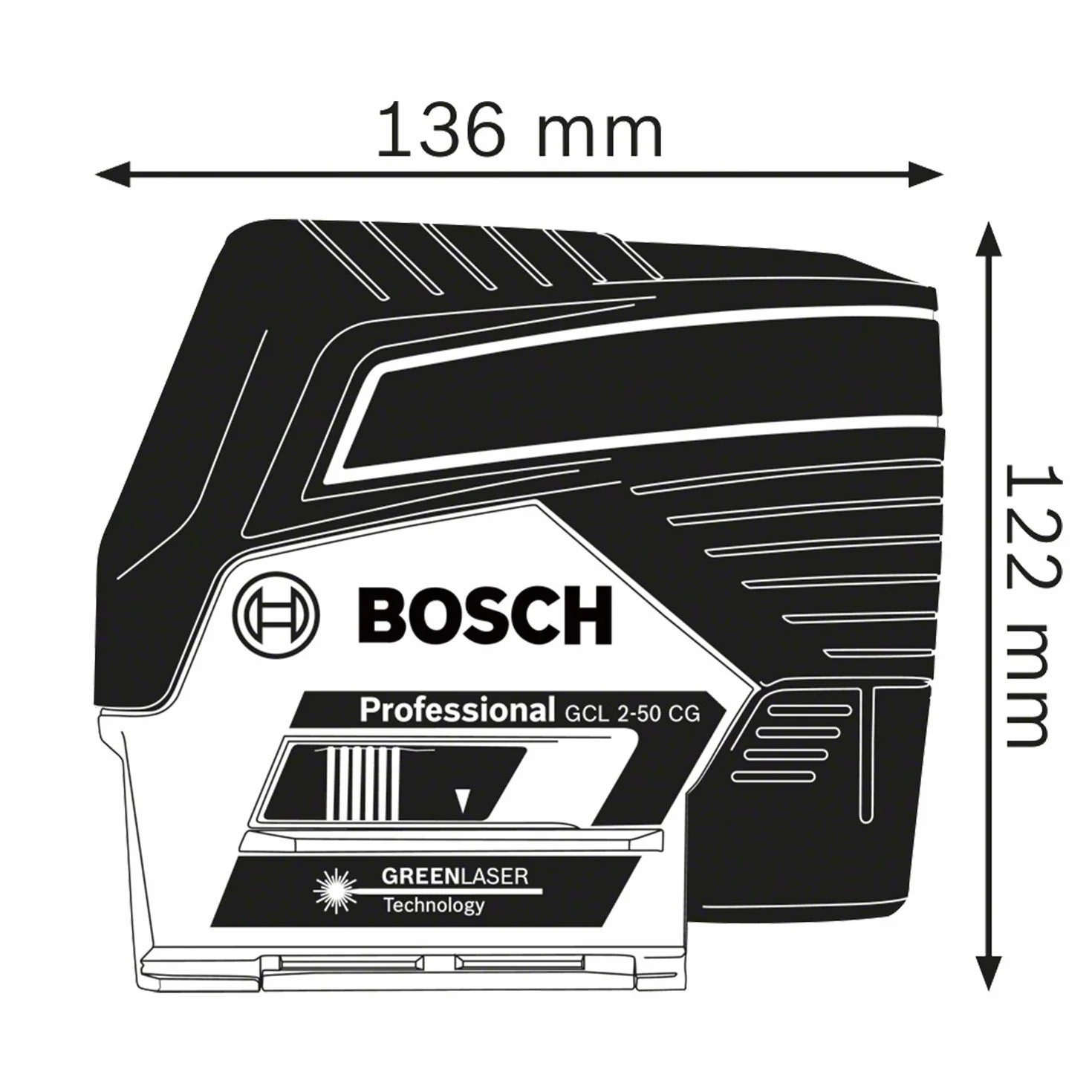 Bosch Professional Niveau Laser GCL 2-50 CG (batterie 12 V + chargeur, laser vert, pour l'intérieur, avec fonction application, support, portée visible : jusqu’à 20 m, dans une L-BOXX)