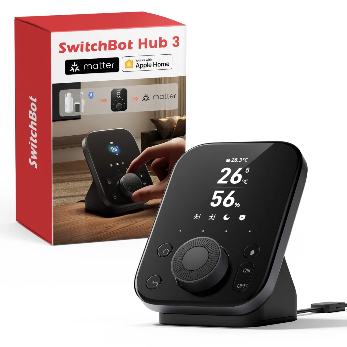 SwitchBot Hub 3, Hub Domotique Maison WiFi avec Support Matter, Télécommande IR/Bluetooth, Capteur Température Humidité, Compatible Alexa, Google Home, Apple HomeKit, Home Assistant, IFTTT