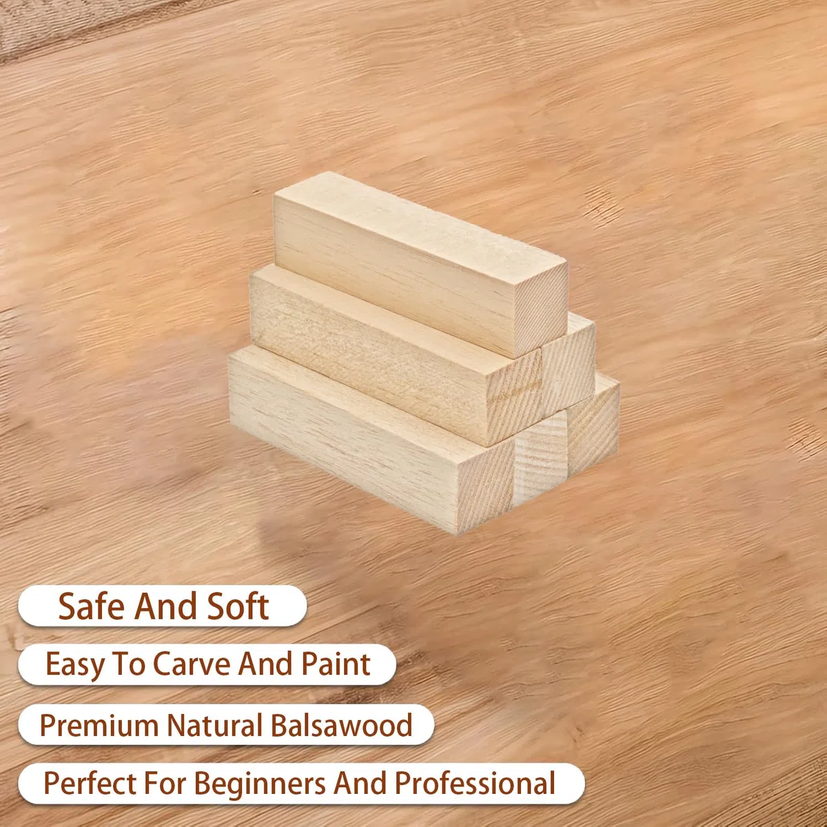 HONGLAND Lot de 6 blocs de bois de balsa 100 x 25 x 25 mm pour loisirs créatifs, modélisme et décoration d'intérieur (100 x 25 x 25 mm)