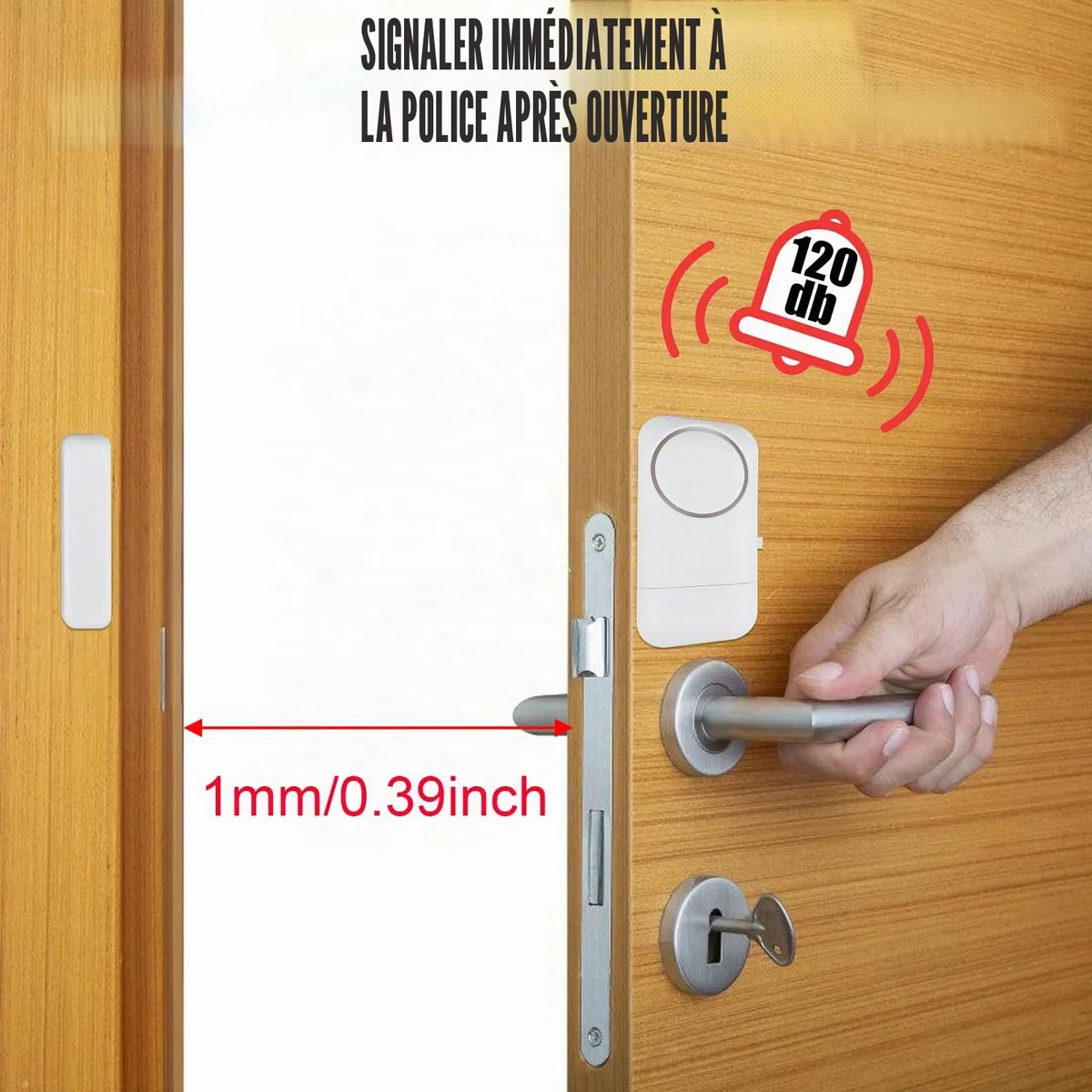 6 alarmes de porte sans fil, 120 dB, capteur d'alarme antivol avec contact magnétique, système d'alarme de sécurité sans fil pour maison, appartement, hôtel, bureau, garage (lot de 6 pièces