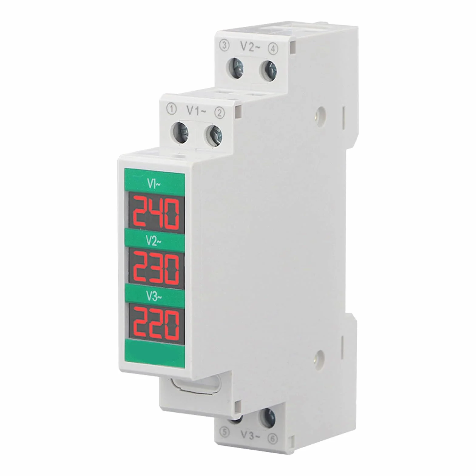 Marhynchus Voltmètre triphasé, Voltmètre Numérique LCD pour Mesure de Tension AC 60-450 V, monté sur Rail Din avec Interface Conviviale
