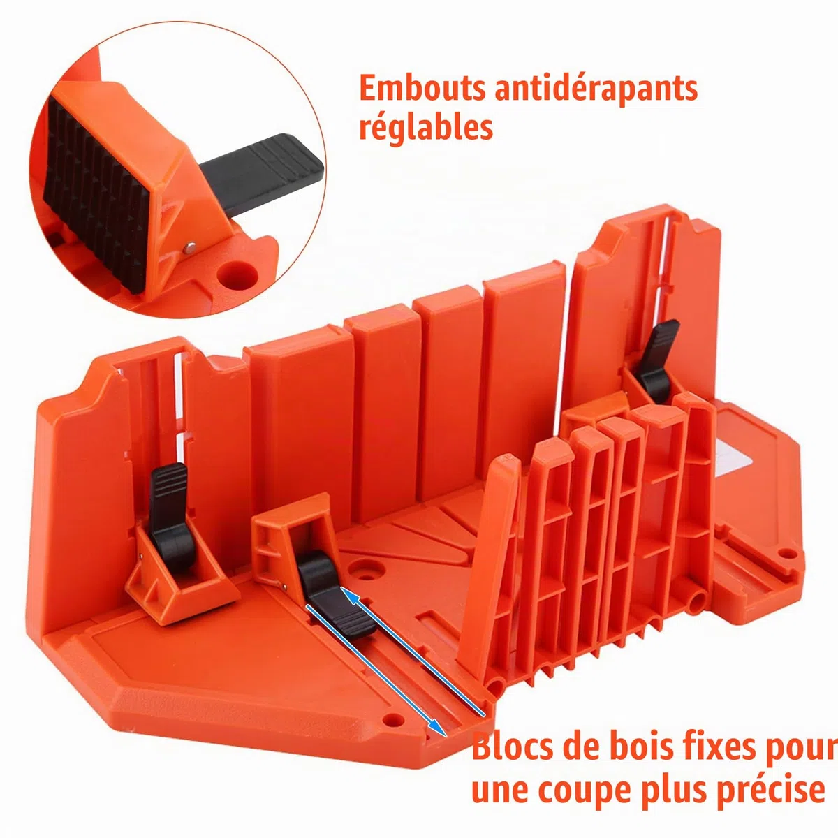 GAESHOW Boîte à onglets en plastique, outil de coupe, 35,5 cm, avec pince, outil de matériel, scie à main pour travaux architecturaux, coupe du bois et artisans