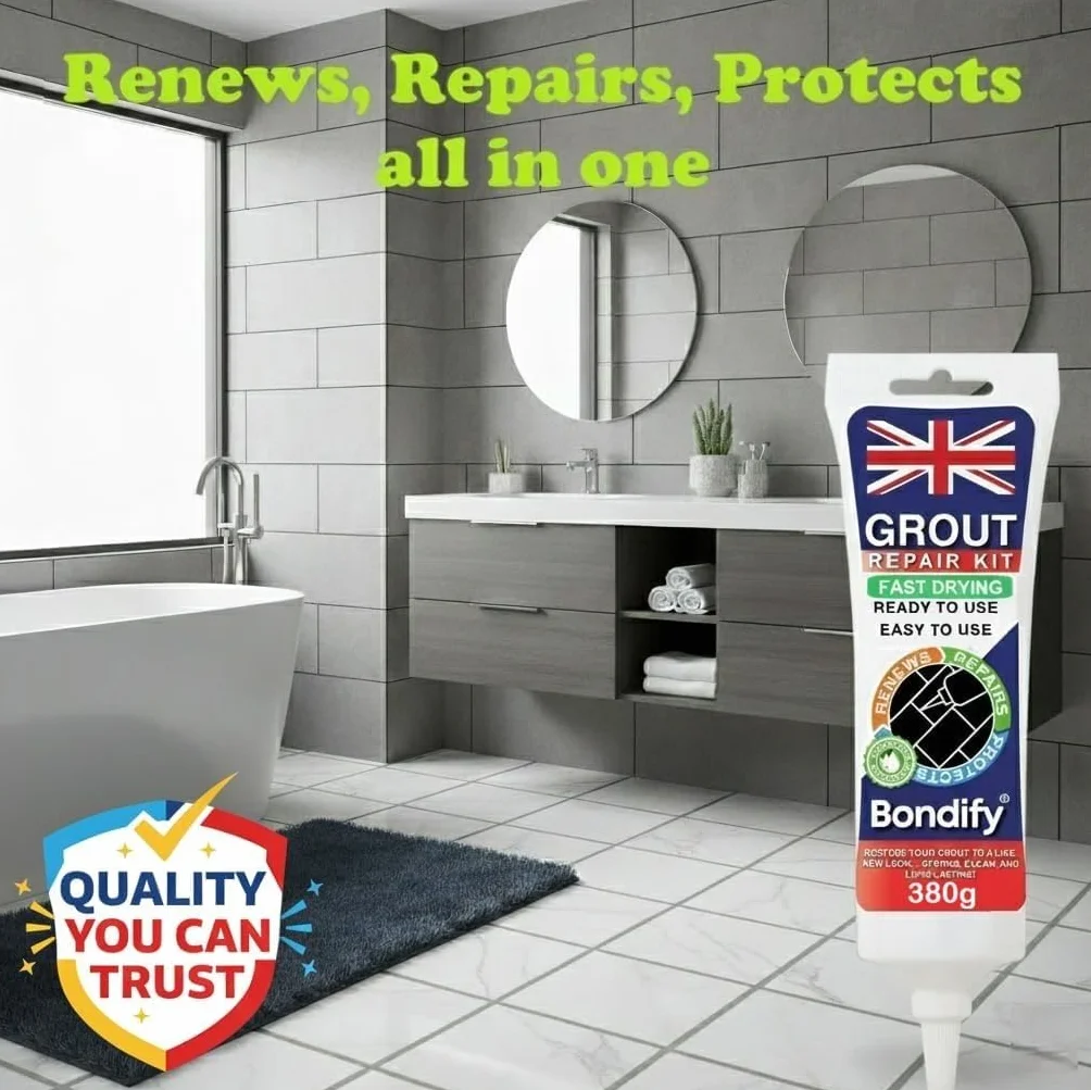 Séchage Rapide Joint Carrelage Noir Étanche, 380g x 2 Anti-Moisissure Colle Joint Carrelage Salle de Bain pour Douche, Cuisine, Grout Repair Kit Black Exterieur et Intérieur
