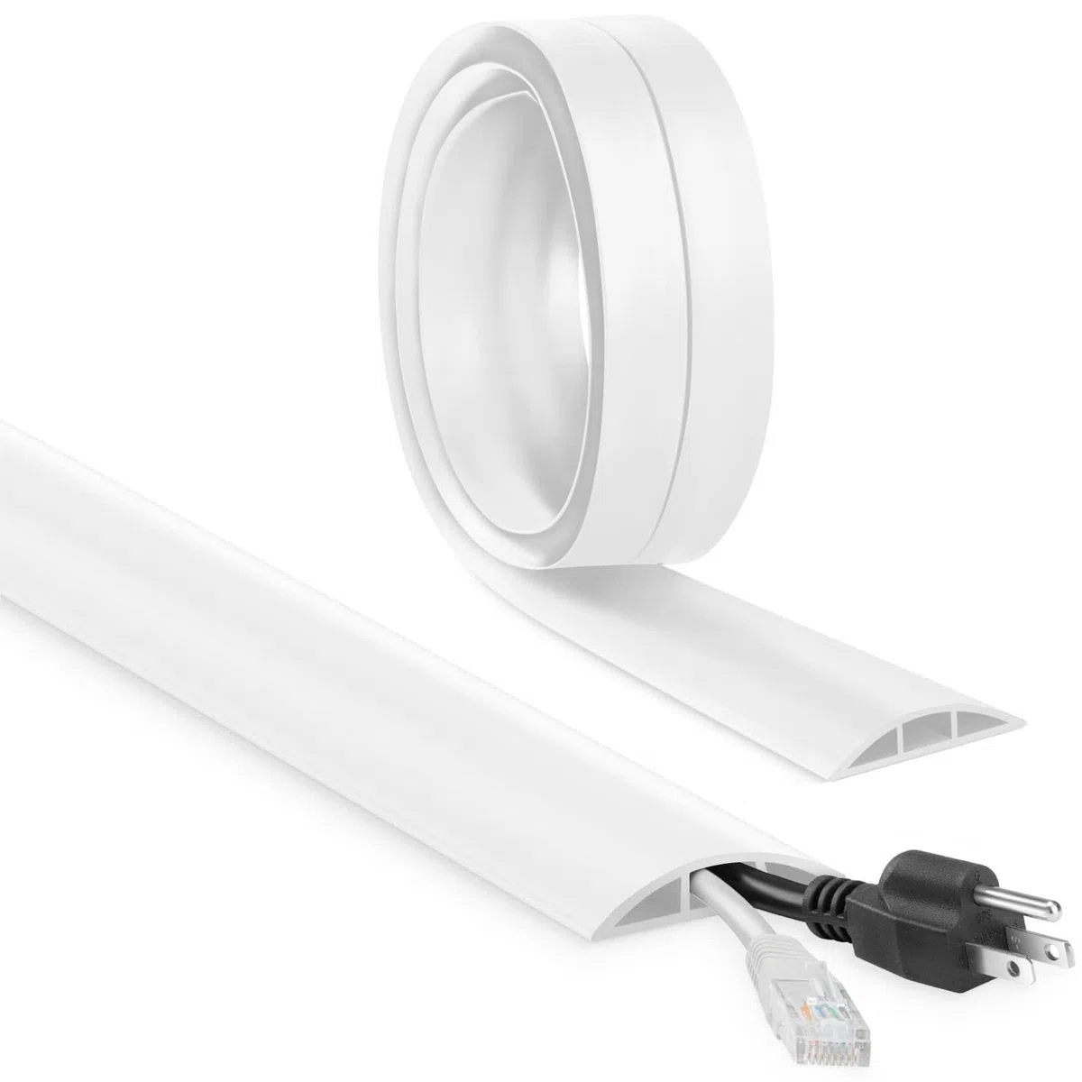 Passe Cable Sol Autocollante Flexible - 3 m x 30 mm x 10 mm, Cachez et Protégez les Câbles, pour la maison, le bureau, l'école, l'entrepôt (3 m, gris)
