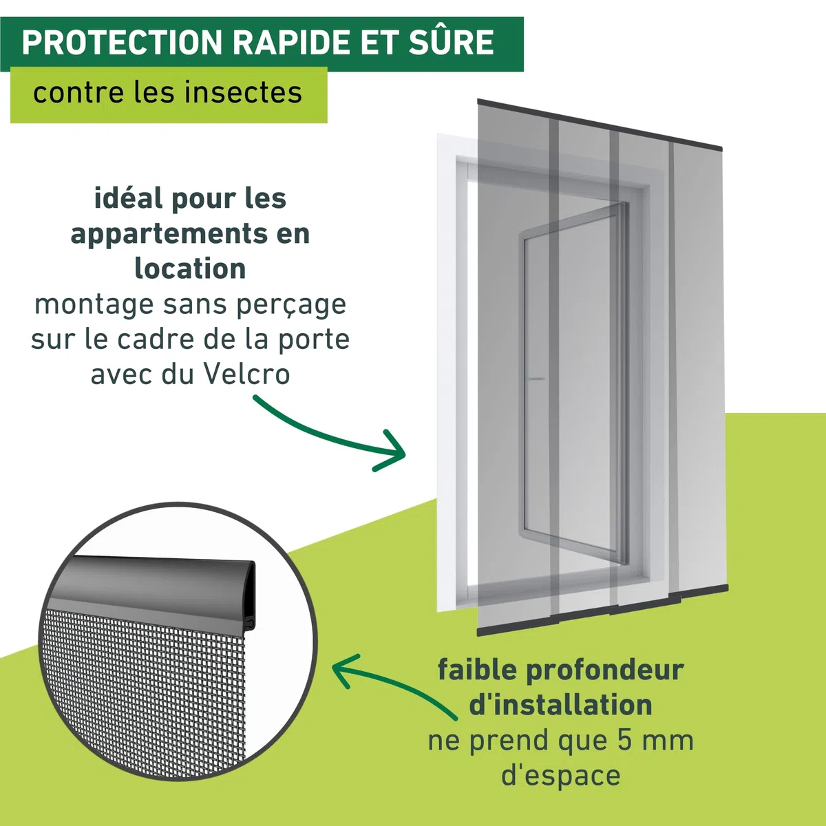 Windhager rideau anti-insectes lamelles 100 x 220 cm, moustiquaire de porte blanche, protection contre mouches et moustiques pour balcon et terrasse, montage sans perçage, 04316 (Lot de 2)