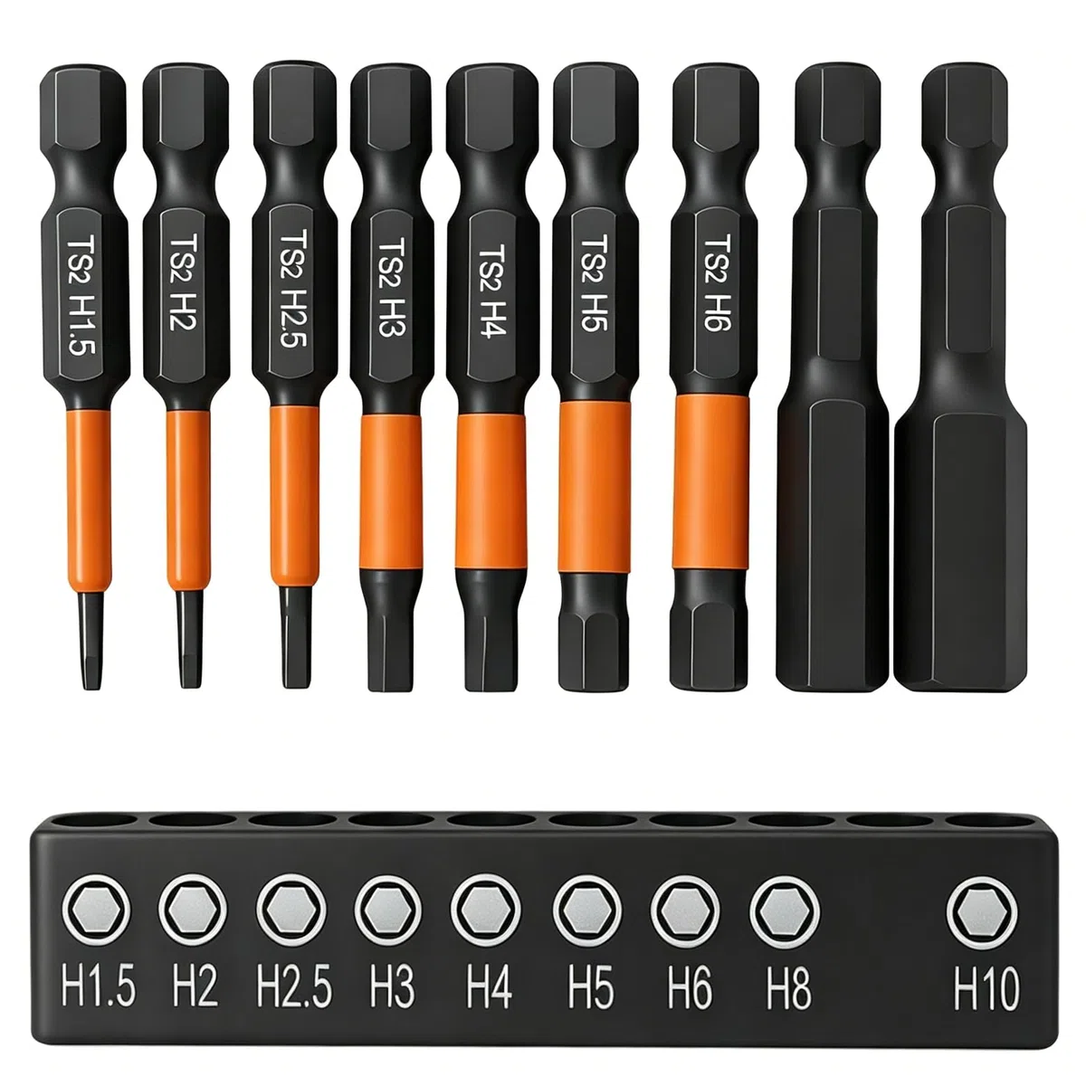 Embout Visseuse Hexagonale Longueur 50mm, Jeu de 9 Embout Allen Magnétiques H1.5-H10 1/4" en Acier S2 Hex Tige Tournevis Allen à Aimanté Choc pour Visseuse Électrique Perceuse Sans Fil et Tournevis