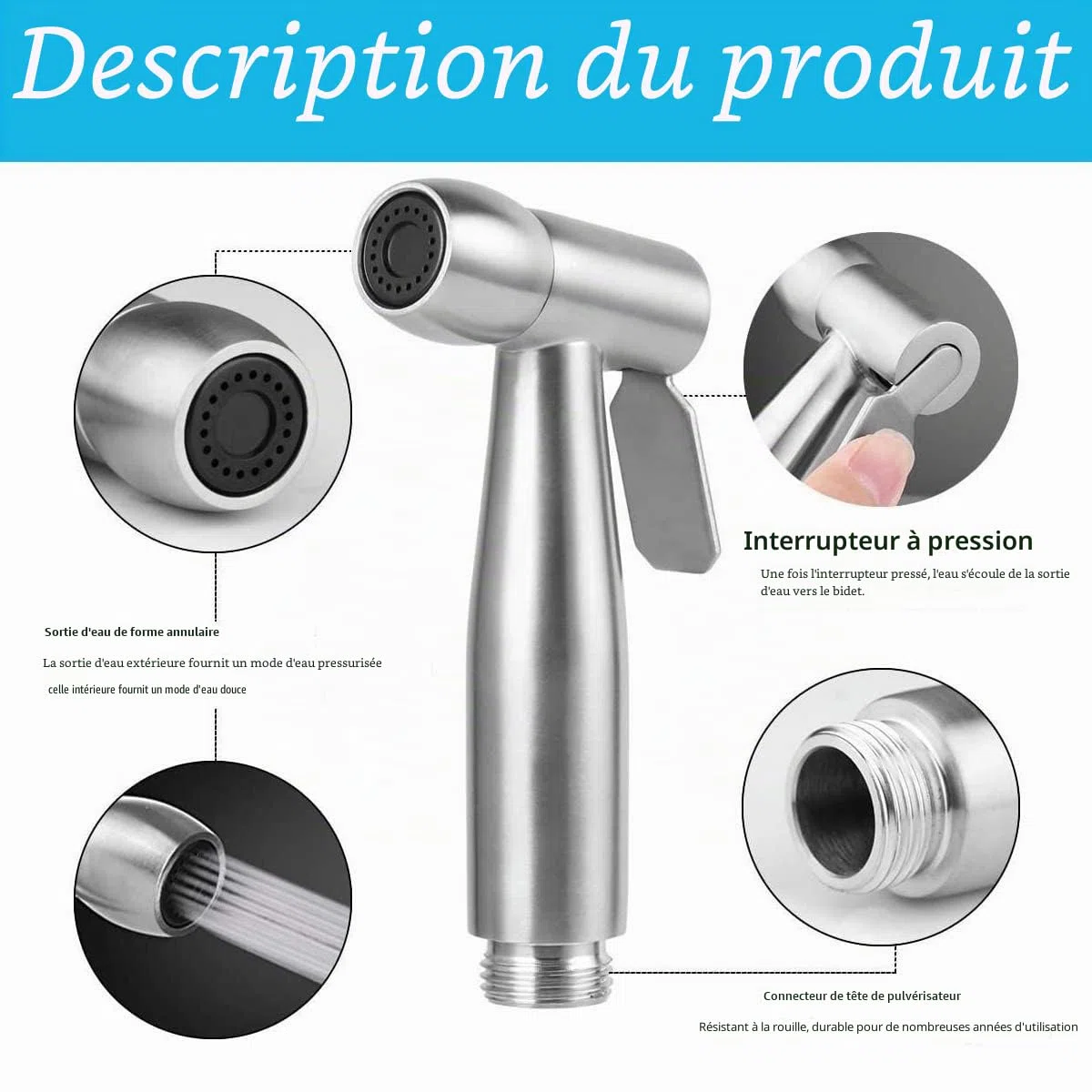Douchette pour Lavabo Ensemble - Pommeau Douche pour Lavabo Douchette de Salle de Bain avec 59”Tuyau pour Pet Douche se Laver Les Cheveux ou Nettoyer L'évier - avec valve de robinet