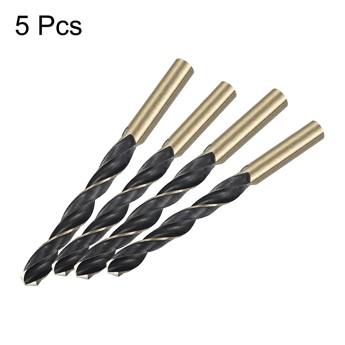 QUARKZMAN 5Pcs Mèches À creuser Droites 10.5mm Revêtement Or Titane Et Nitrure Noir Acier Rapide (HSS) 4341 Avec Queue De 10.5mm Pour Acier Inoxydable Alliage Métal Plastique Bois