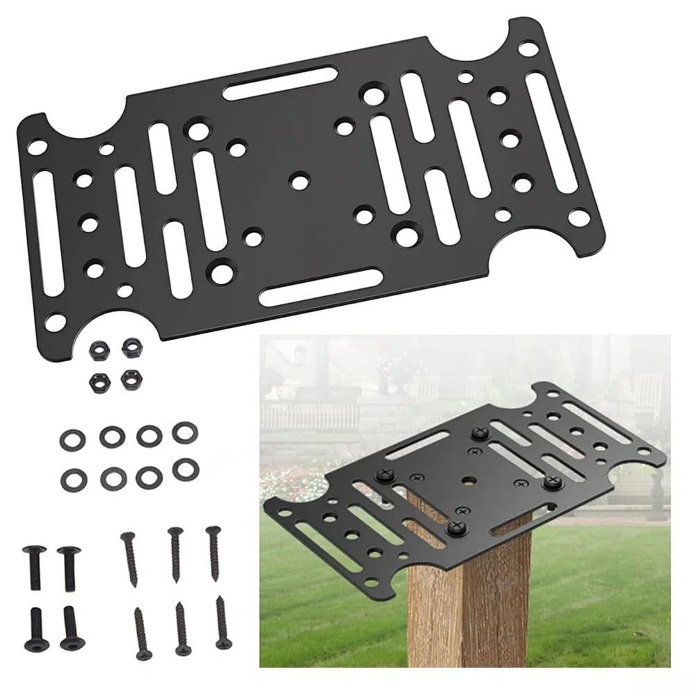 Niceminiwall Support de montage de boîte aux lettres en acier robuste pour poteaux en bois de 4 x 4 et poteaux creux – Plaque adaptateur de montage de poteau avec kit de matériel complet – 4 mm