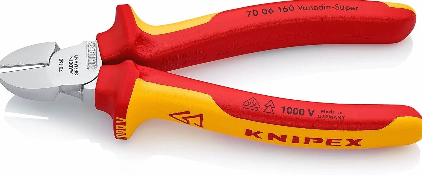 Knipex Pince coupante de côté chromée isolées par gaines bi-matière, certifiées VDE 160 mm, 70 06 160