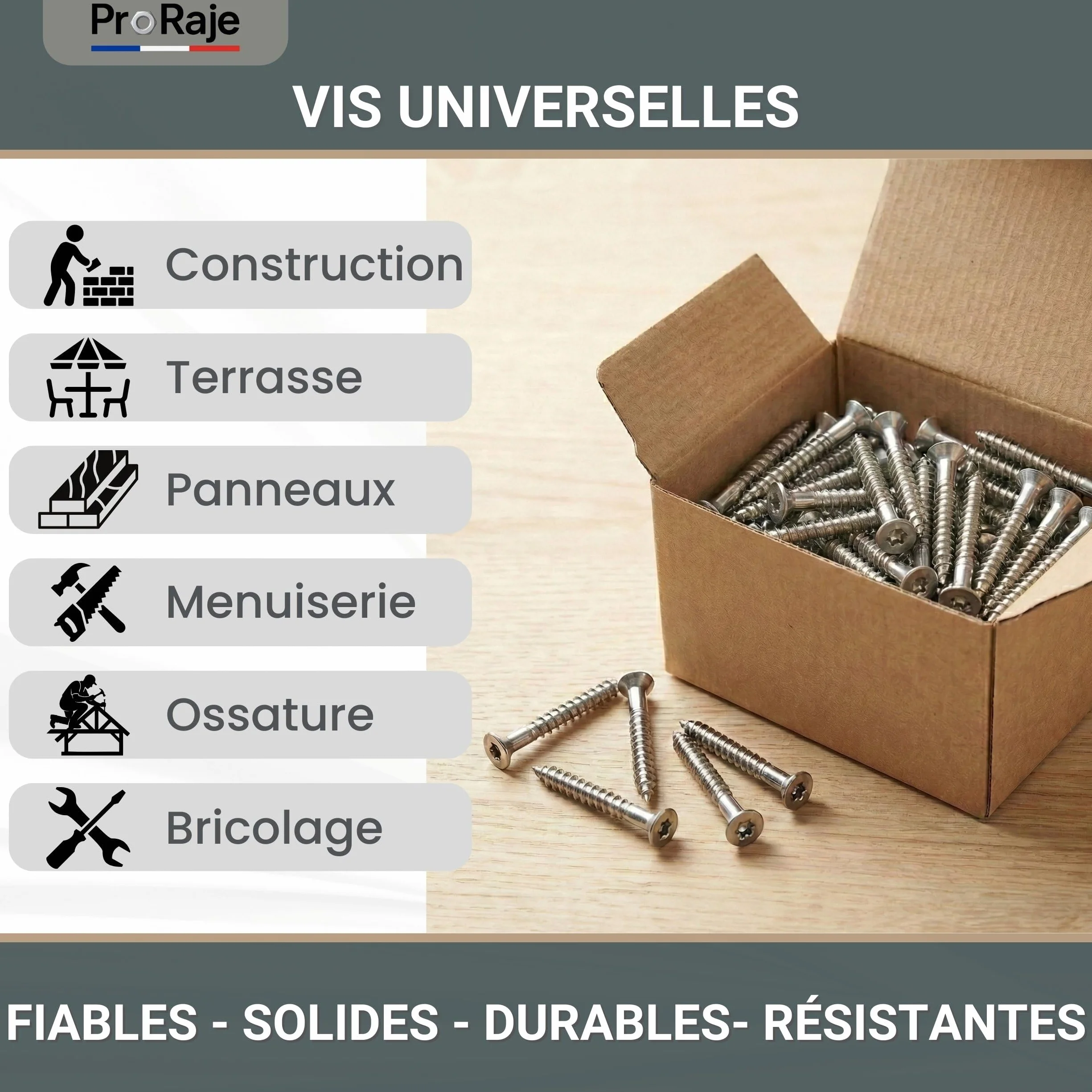 Vis à bois INOX A2 : 4 x 40 mm | Tête fraisée empreinte TORX (TX) | Acier inoxydable A2 (V2A / AISI 304) | construction/aggloméré/terrasse/etc : LOT DE 500 Pcs