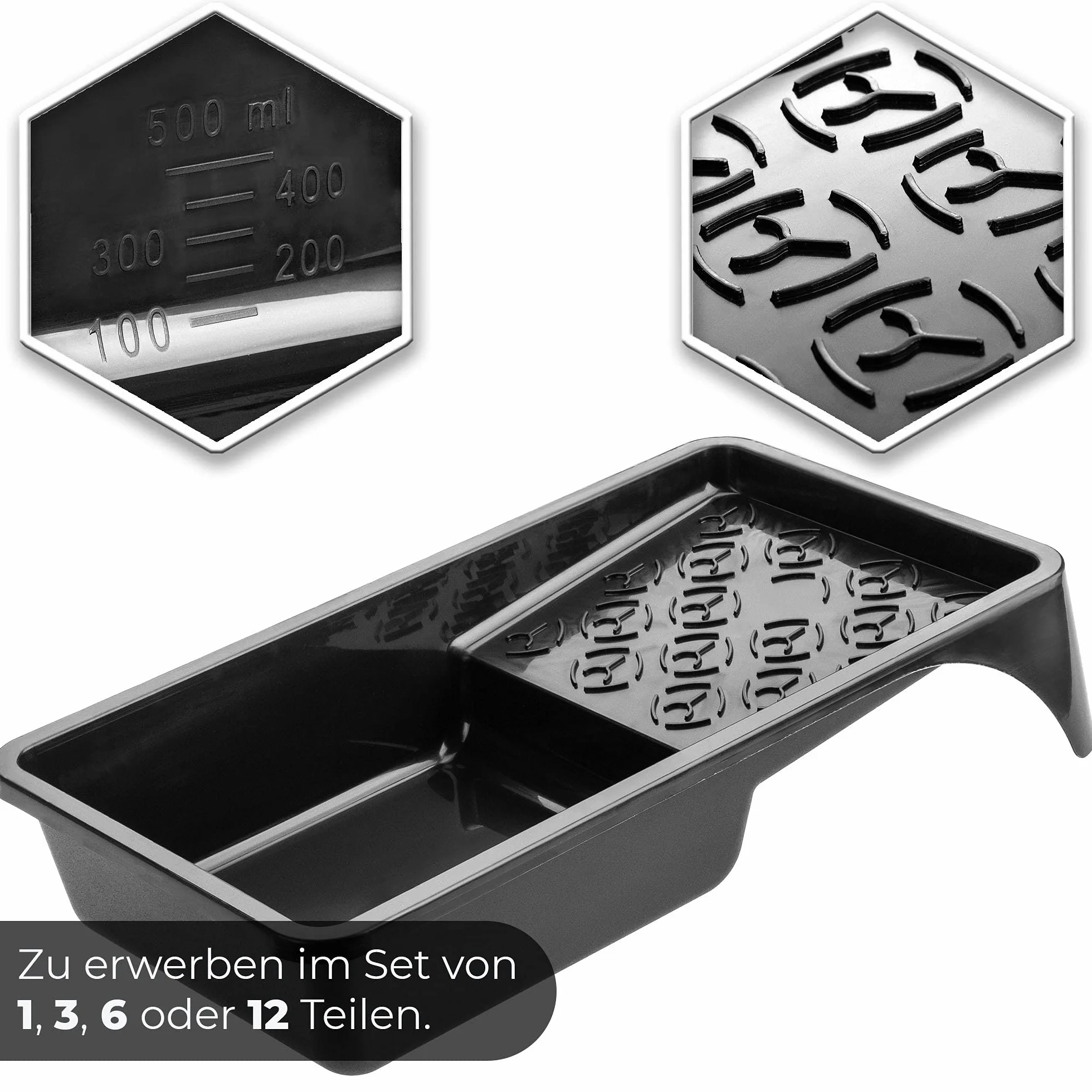 KADAX Bac ŕ Peinture en Plastique - Bac ŕ Peinture pour Peinture Murale - Bac ŕ Peinture avec Petite poignée - Accessoires de Peinture - Bac ŕ Peinture - (12) - Noir