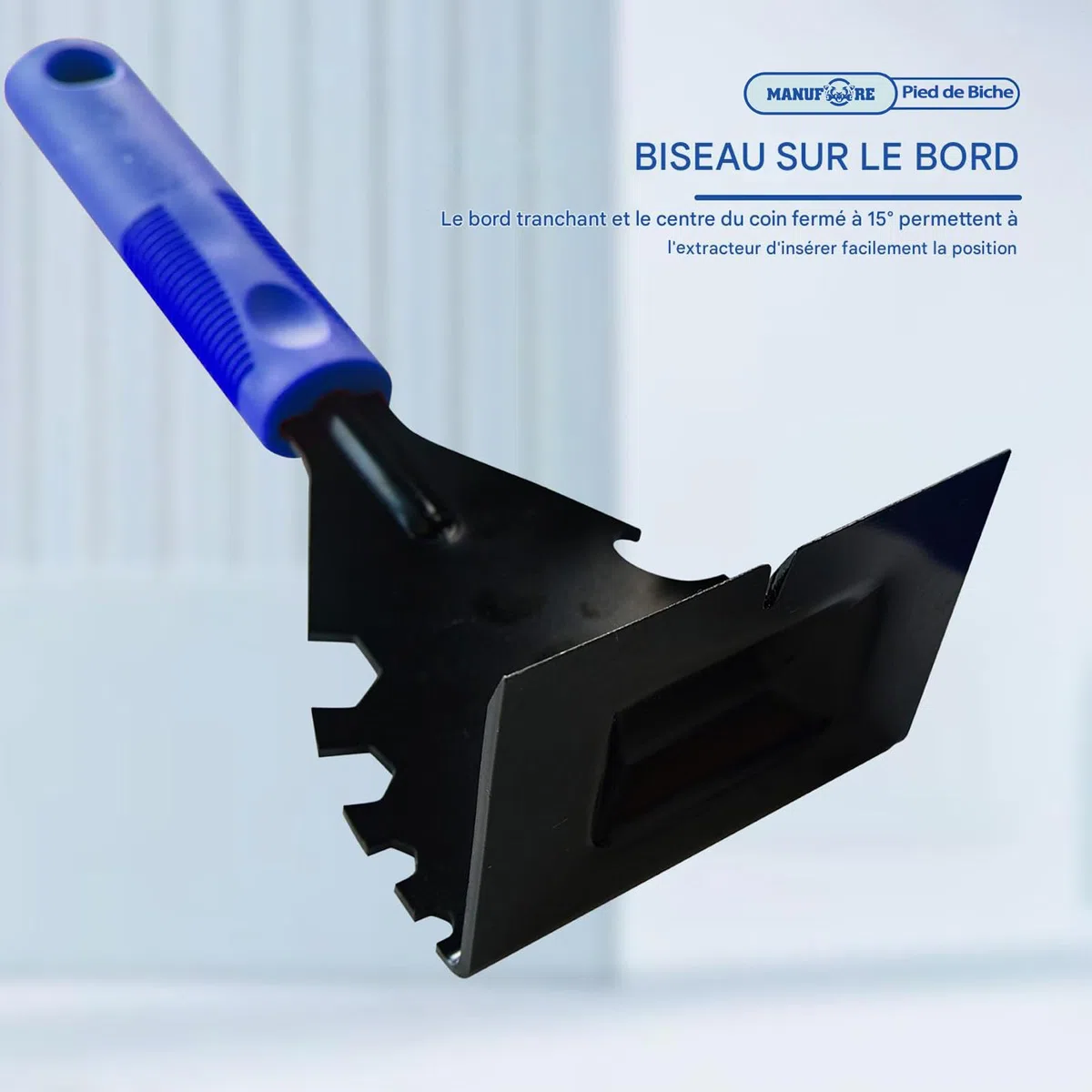 MANUFORE Arrache-moulure/Pied de biche multifonction – Outil de démolition pour plinthes, planchers en bois, cadres de porte et carreaux (Bleu)