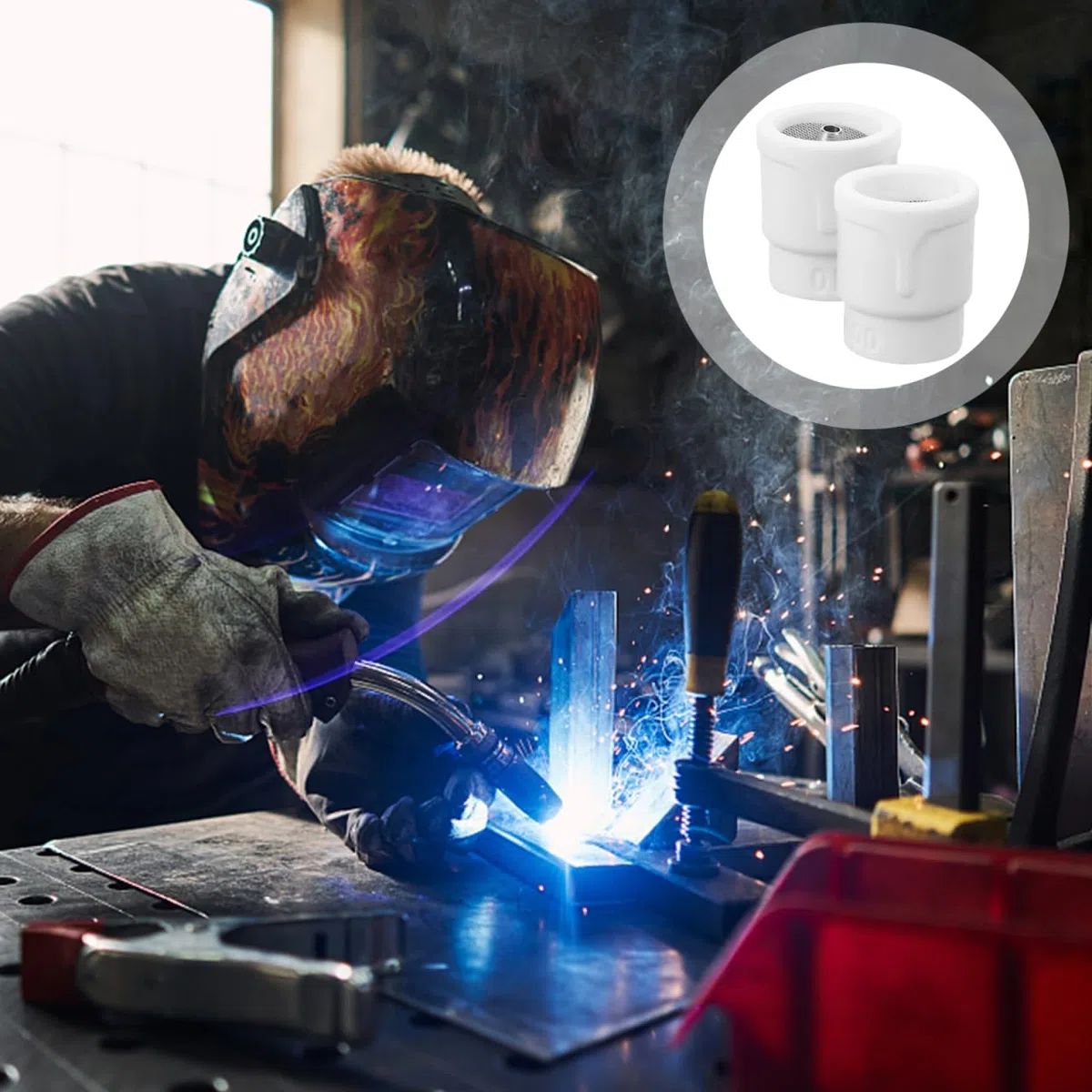 Healvian Tasse En Céramique Tig 2 Pièces Buse Tig Ceramique 10 Accessoire Soudure Pour Torche De Soudage À L'Arc Sous Argon Résistante À La Chaleur Pour Aviation Automobile Machines