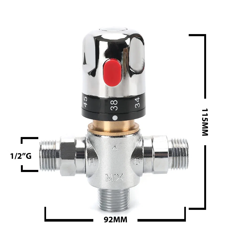 Tremax Robinet mitigeur thermostatique, robinet mélangeur d'eau chaude et d'eau froide avec connecteur G 1/2", graduation en centidrage, laiton massif