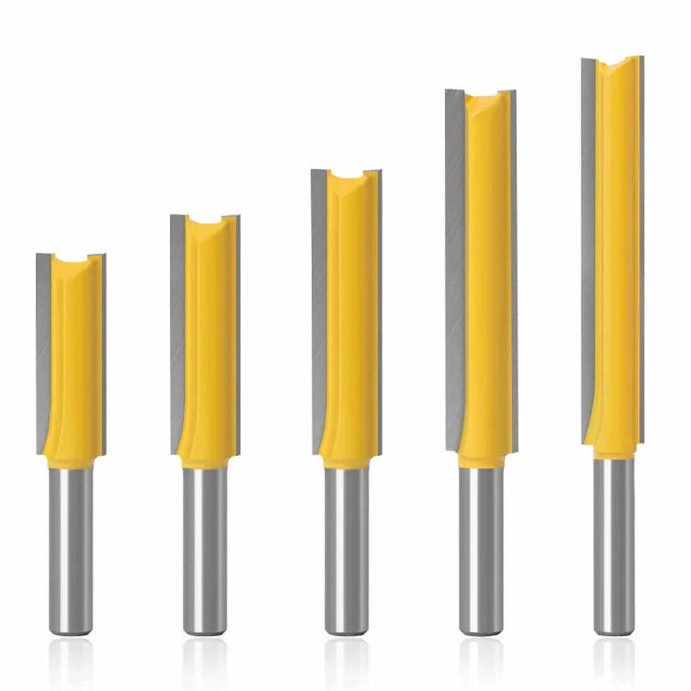 ASNOMY 5Pcs 8mm Flush Trim Router Bits Extra Long Mèches Carbide Router Bits à Bois Fraise à Menuiserie - Pour bois, longueur de coupe extra longue : 30 mm, 40 mm, 50 mm, 63 mm, 76 mm