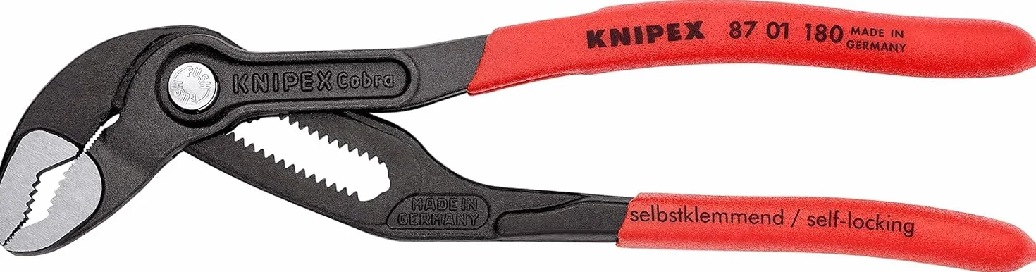 Knipex Cobra Pince multiprise de pointe gaines PVC anti-dérapantes 180 mm, 87 01 180