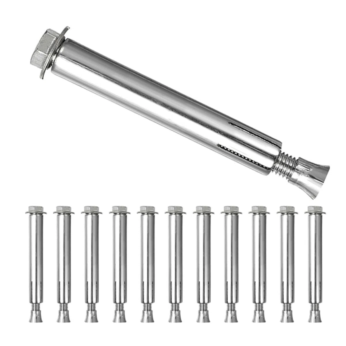 UPKOCH Vis D'expansion D'ancrage M8 pour Bosses de Vitesse, Lot de 12pcs en Fer Argenté, Structure Interne, Installation Rapide, Résistance à Forte Pression, pour Écoles et Allées
