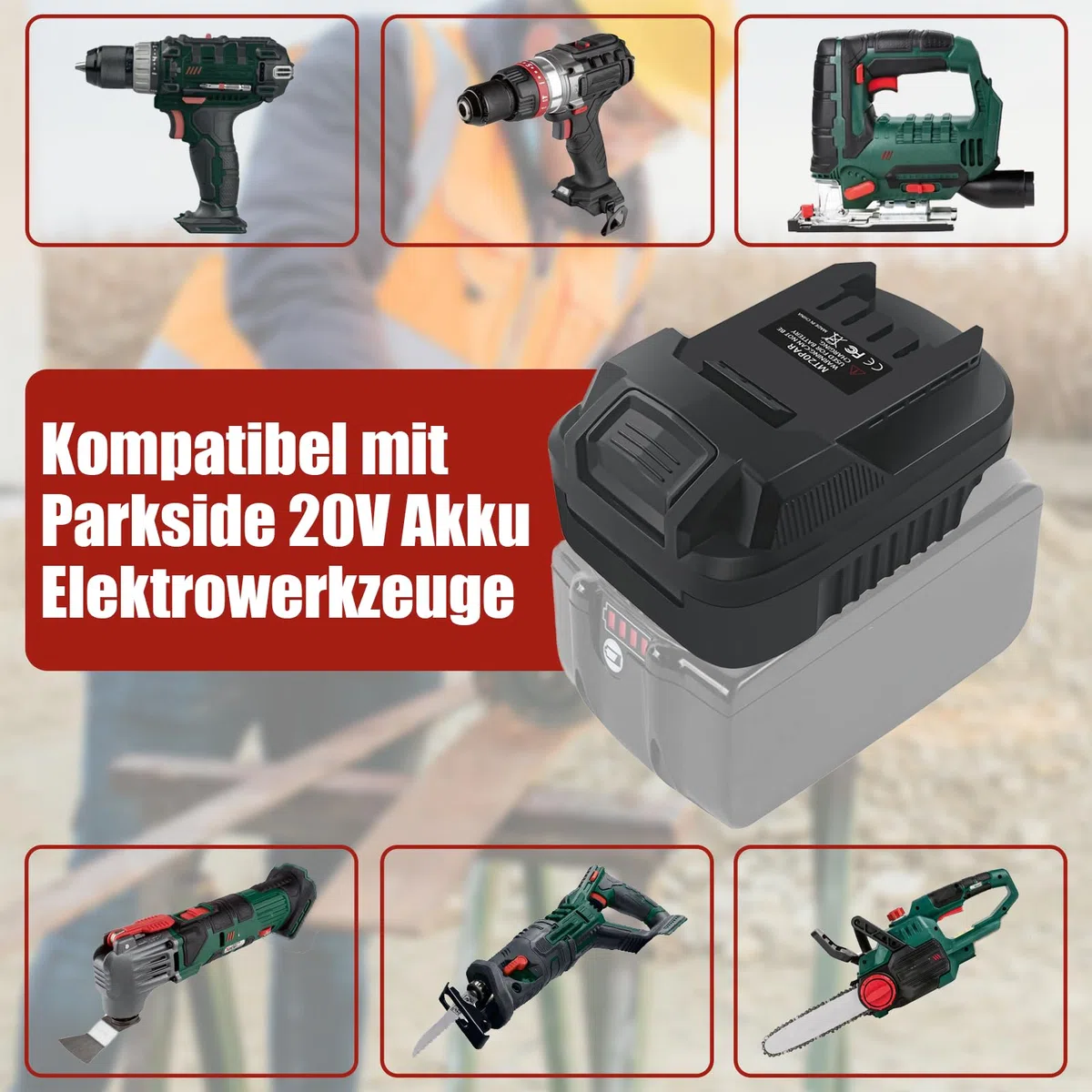 TPDL MT18PAR Adaptateur batterie pour Makita vers Parkside 20 V outils électriques, convertisseur adaptateur batterie pour Makita 18 V Li-Ion convertisseur de batterie pour Parkside XTeam outils