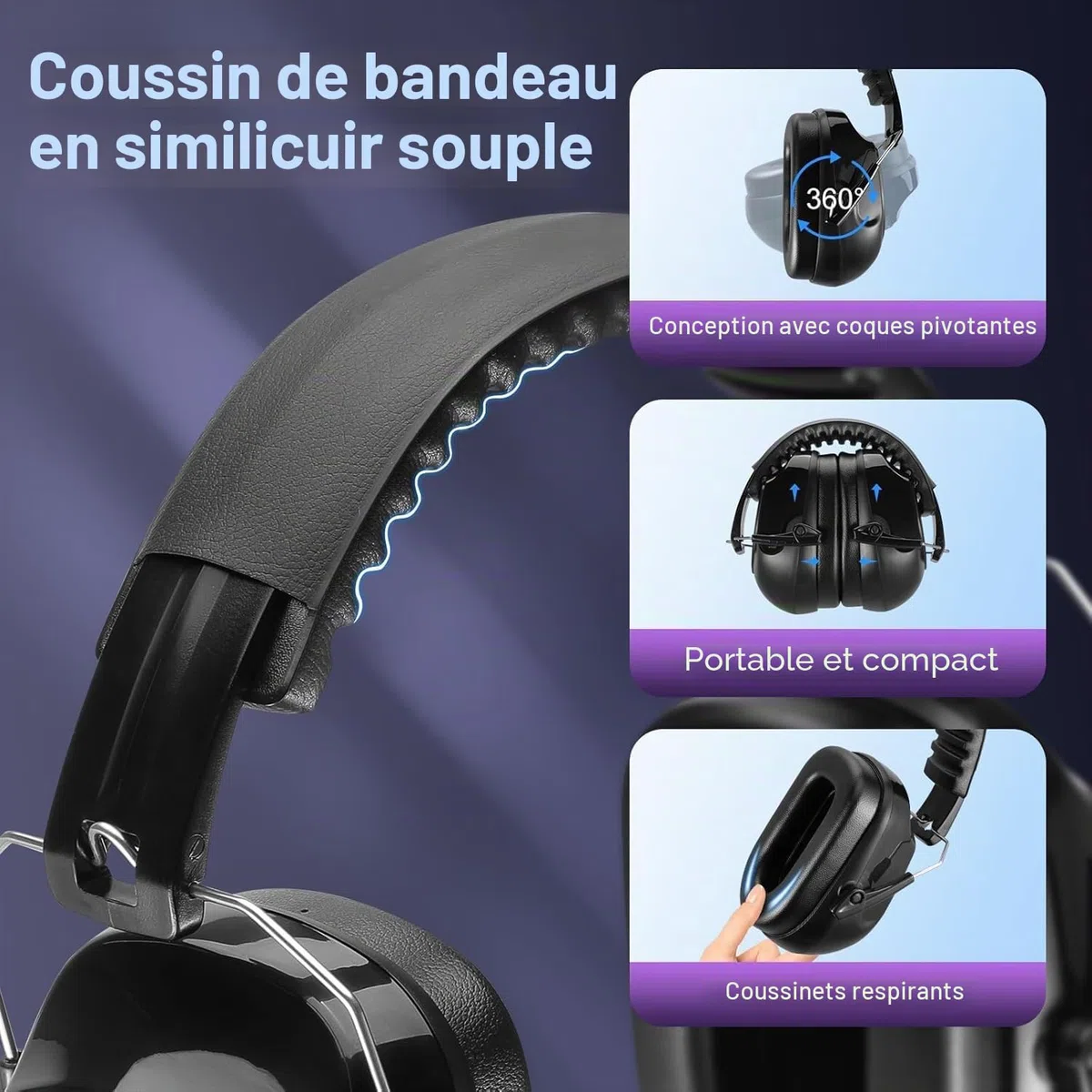 Floriogra 2 Paquets Casque Anti Bruit Adulte, 31dB Certifié CE, Protection Auditive pour Travail, Autisme, Bricolage, Tonte, Chantier, Tir, Casque Sensoriel, Réduction de Bruit Professionnelle